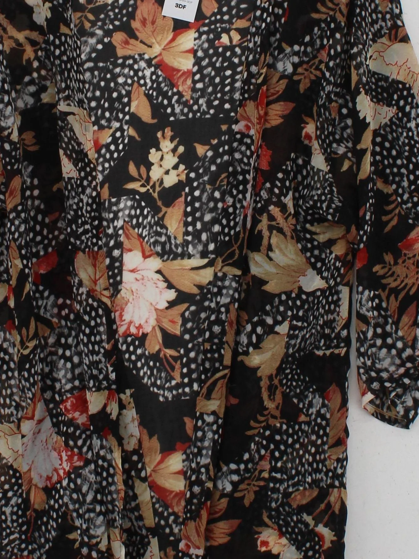 Topshop Women's Blouse XS Black Floral 100% Other 3/4 Sleeve V-Neck Basic - Image 3