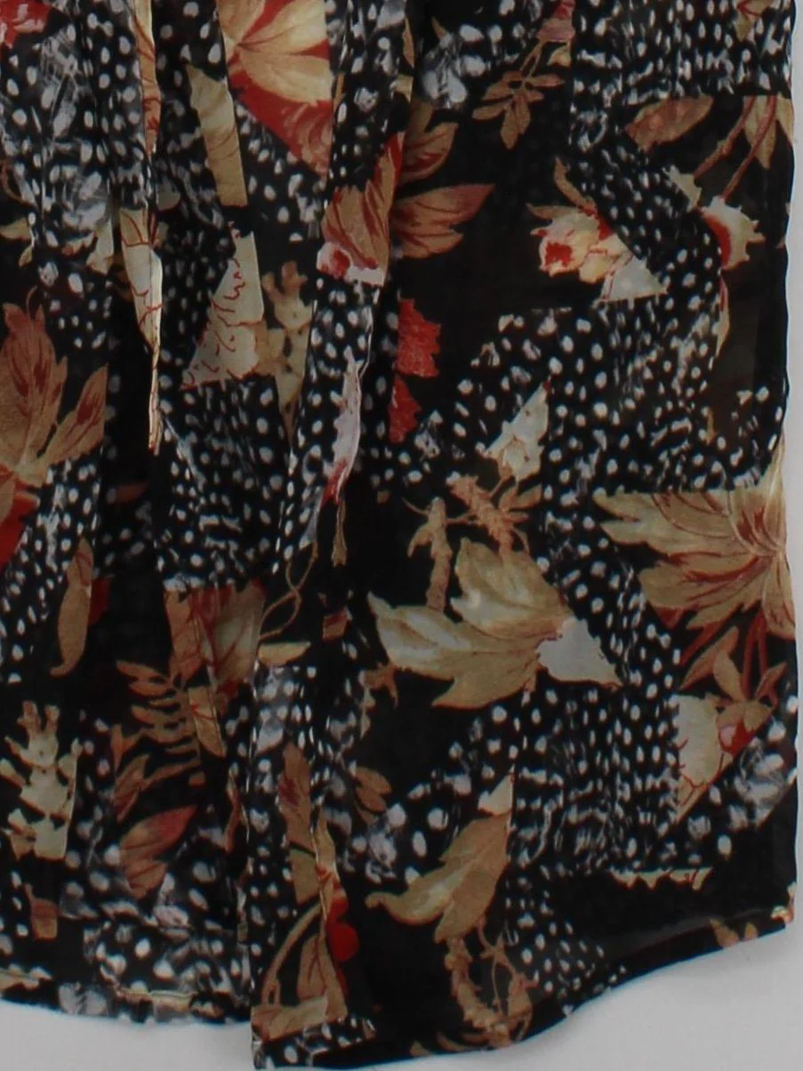 Topshop Women's Blouse XS Black Floral 100% Other 3/4 Sleeve V-Neck Basic - Image 4