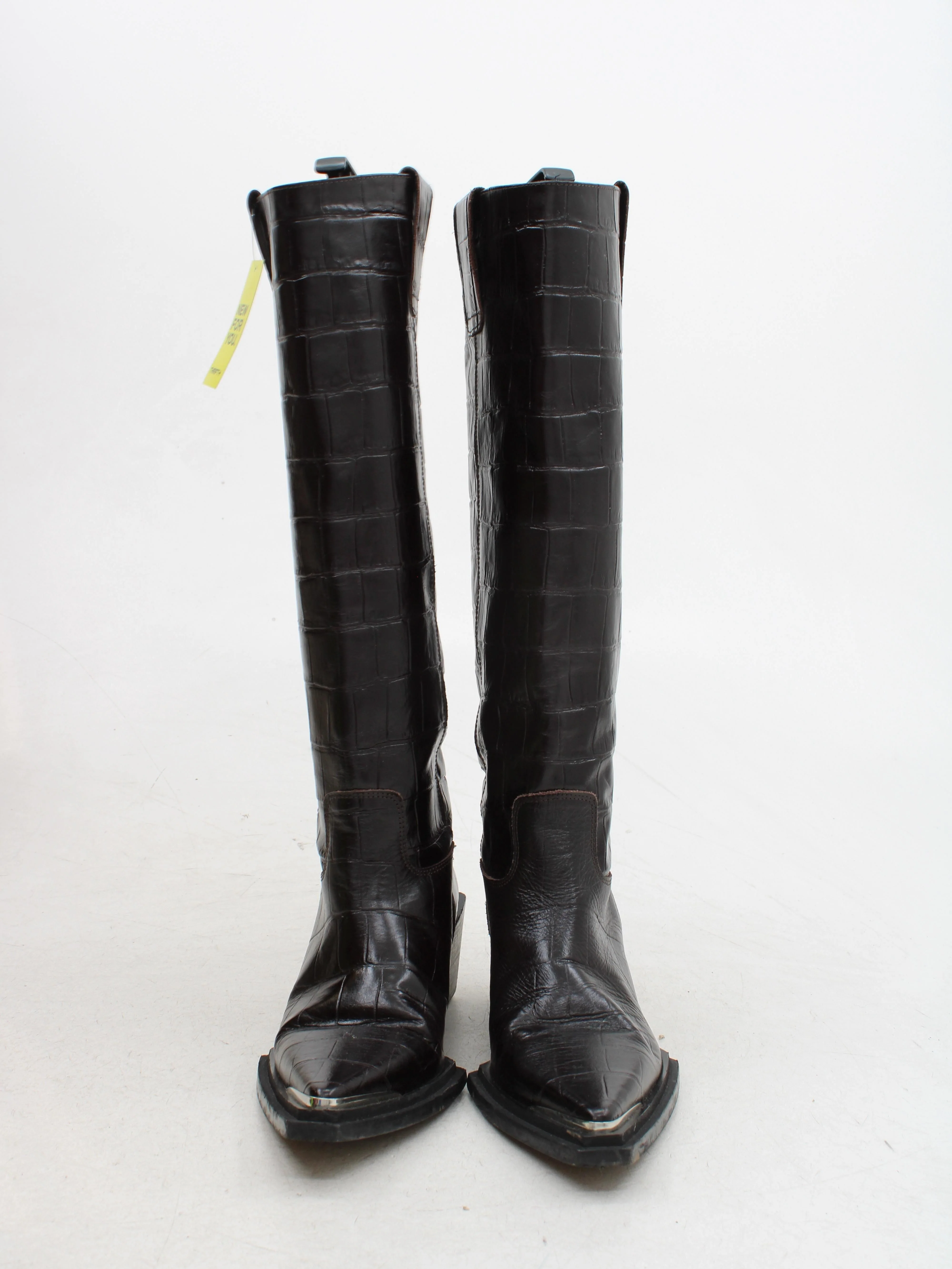 Topshop Women's Boots UK 5 Brown Animal Print 100% Faux Leather Cowboy - Image 2