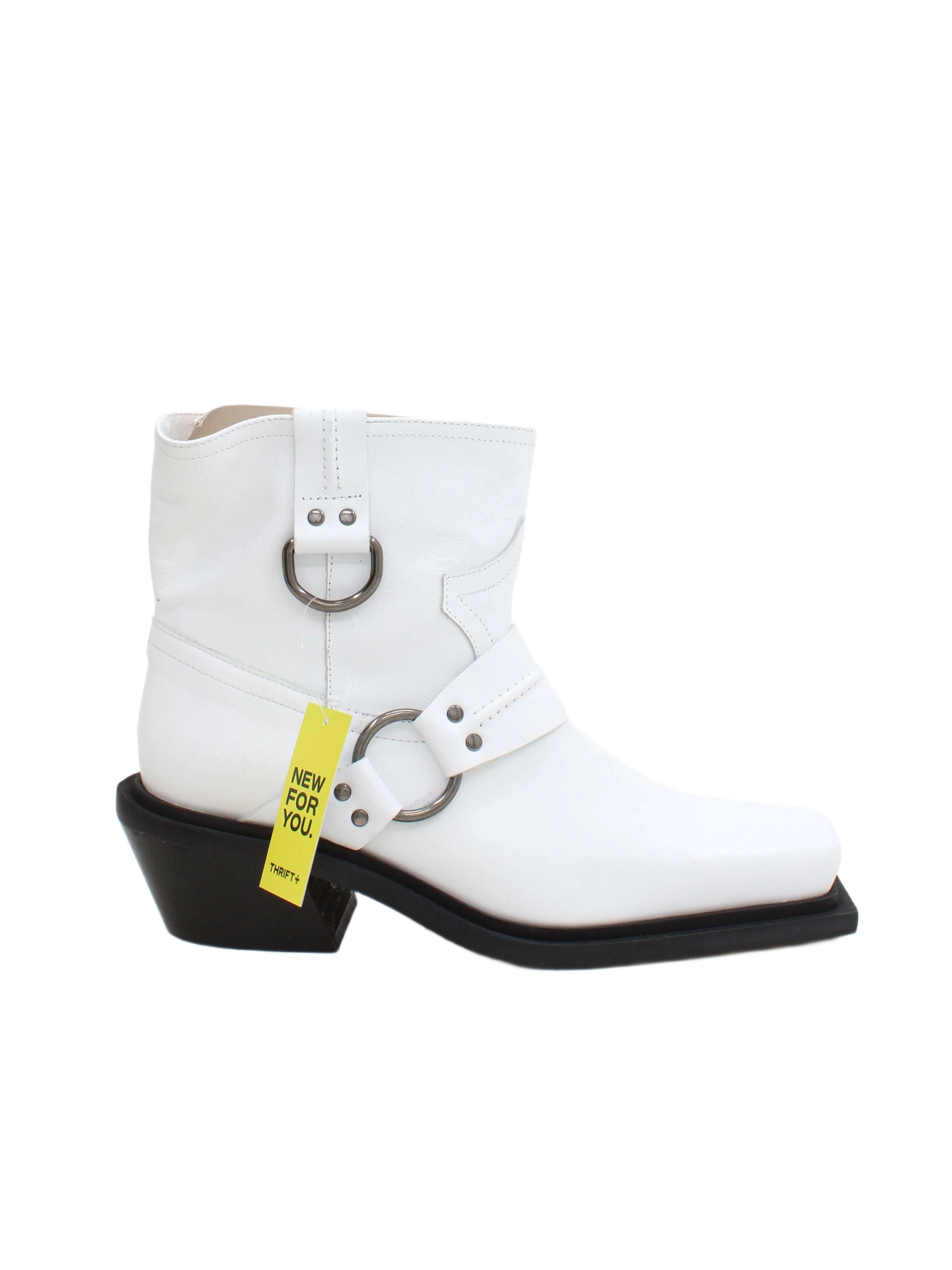 Topshop Women's Boots UK 7 White Leather with Other Cowboy