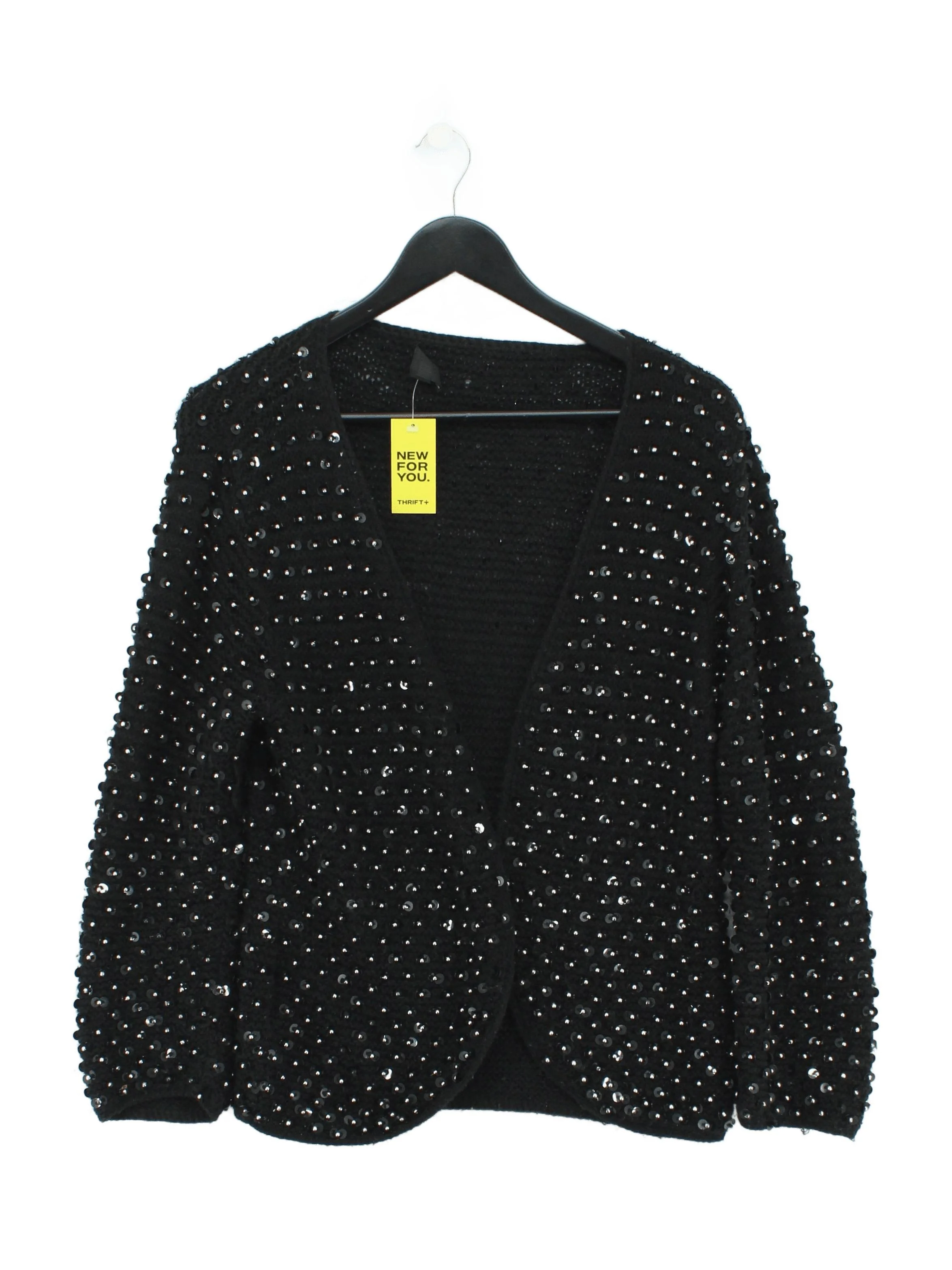 Topshop Women's Cardigan M Black 100% Acrylic Round Neck Cardigan
