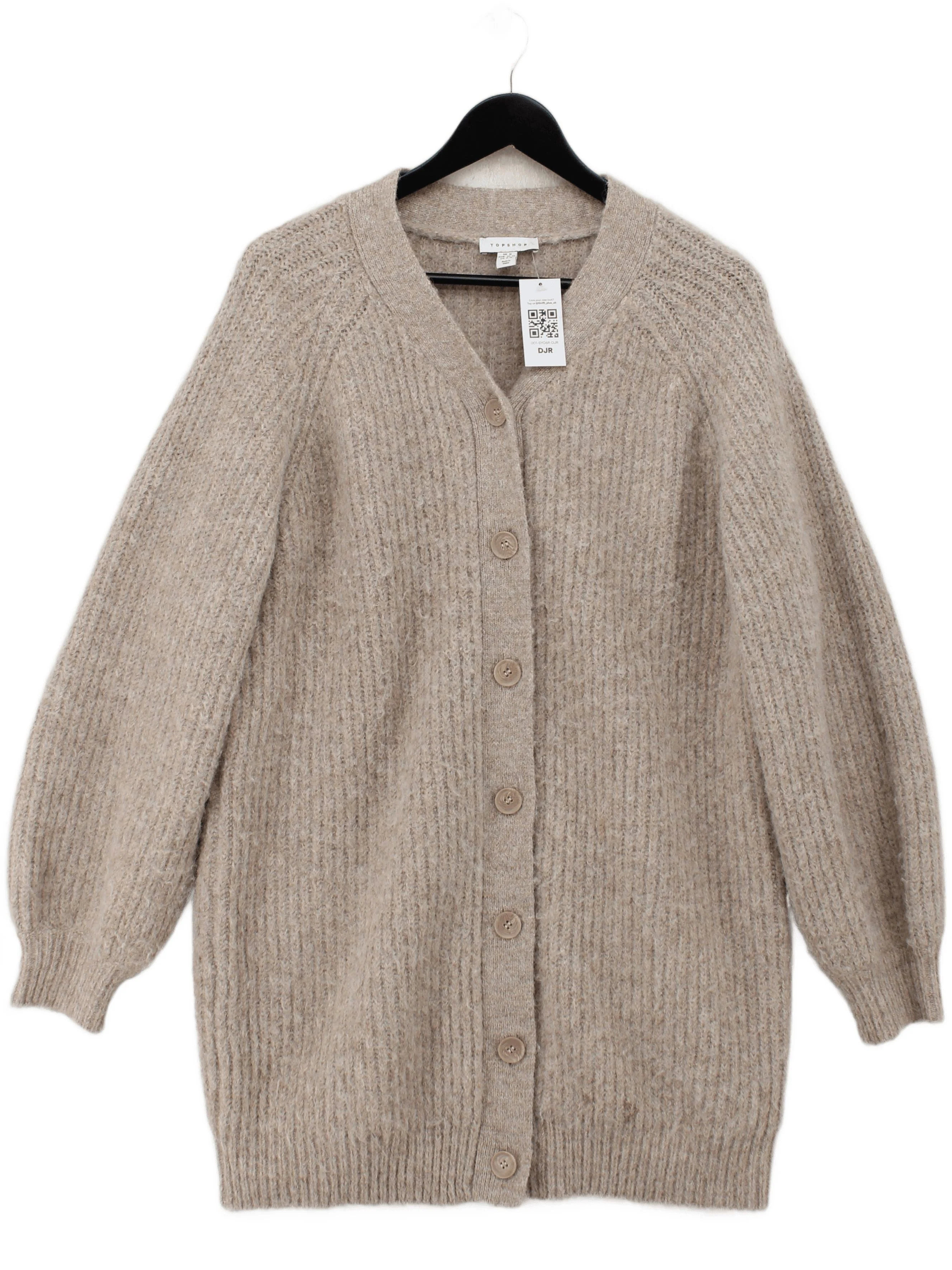 Topshop Women's Cardigan M Tan Polyester with Acrylic, Elastane V-Neck Cardigan