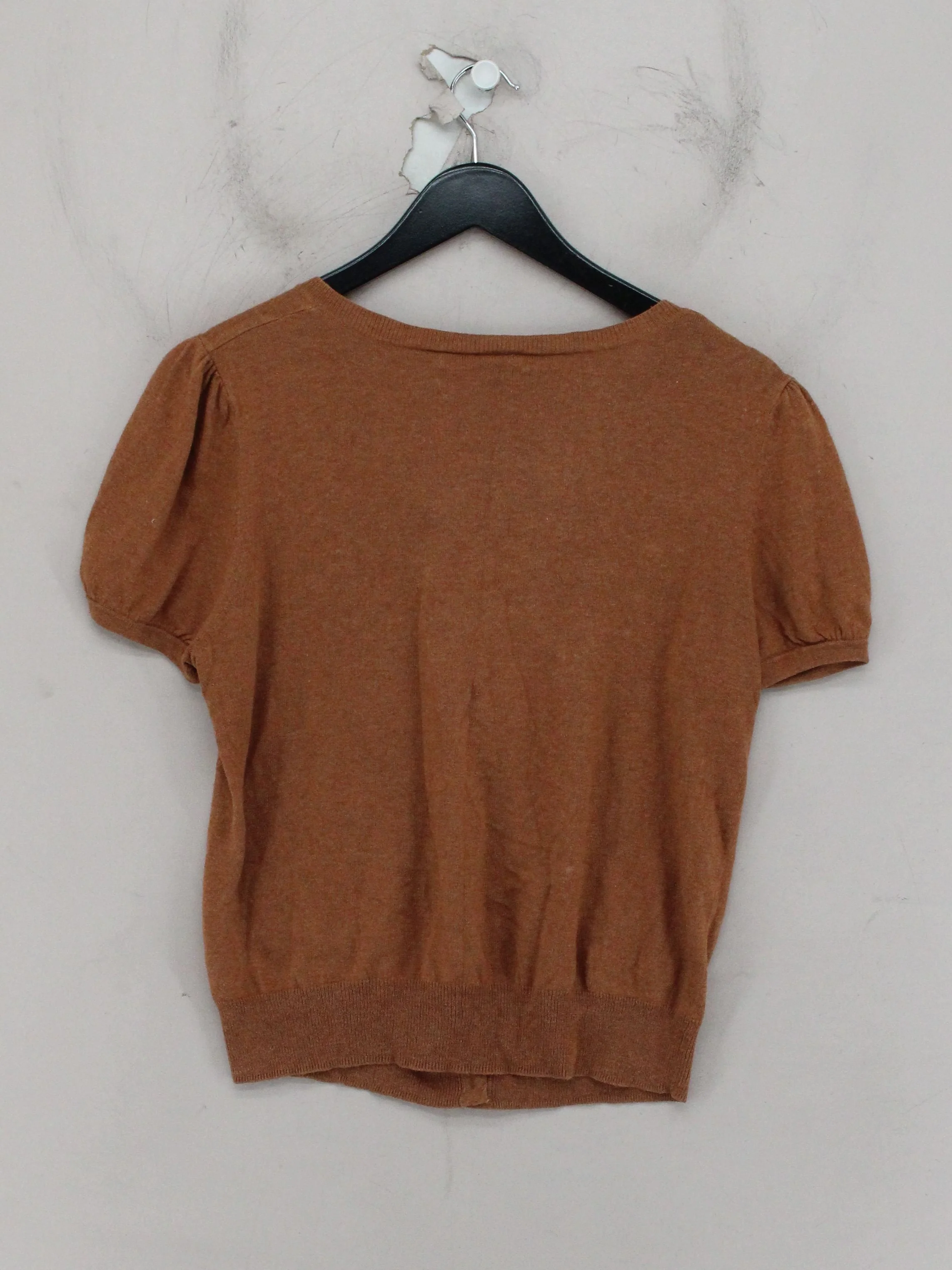 Topshop Women's Cardigan UK 14 Brown Cotton with Cashmere V-Neck Cardigan - Image 2