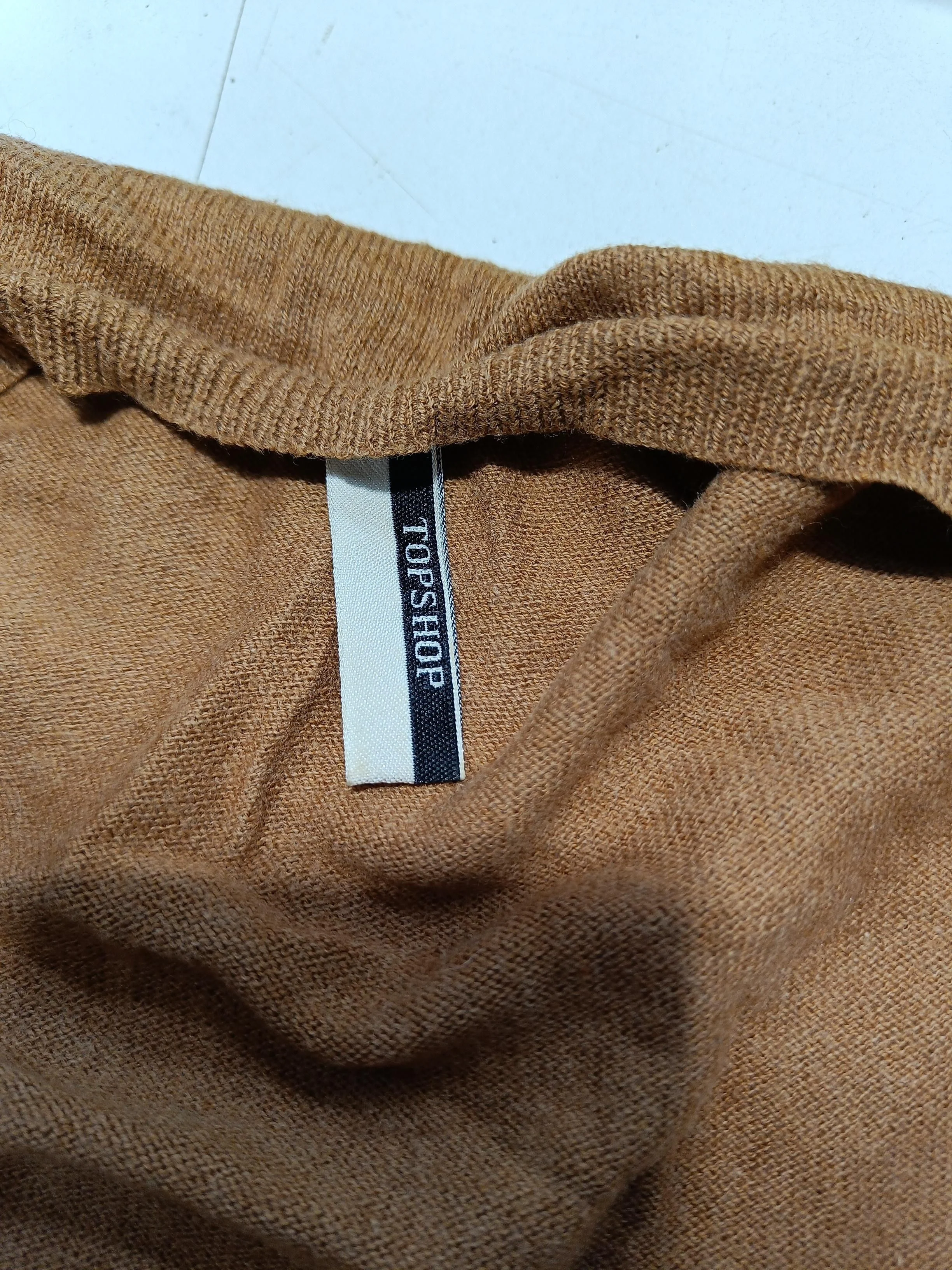 Topshop Women's Cardigan UK 14 Brown Cotton with Cashmere V-Neck Cardigan - Image 5