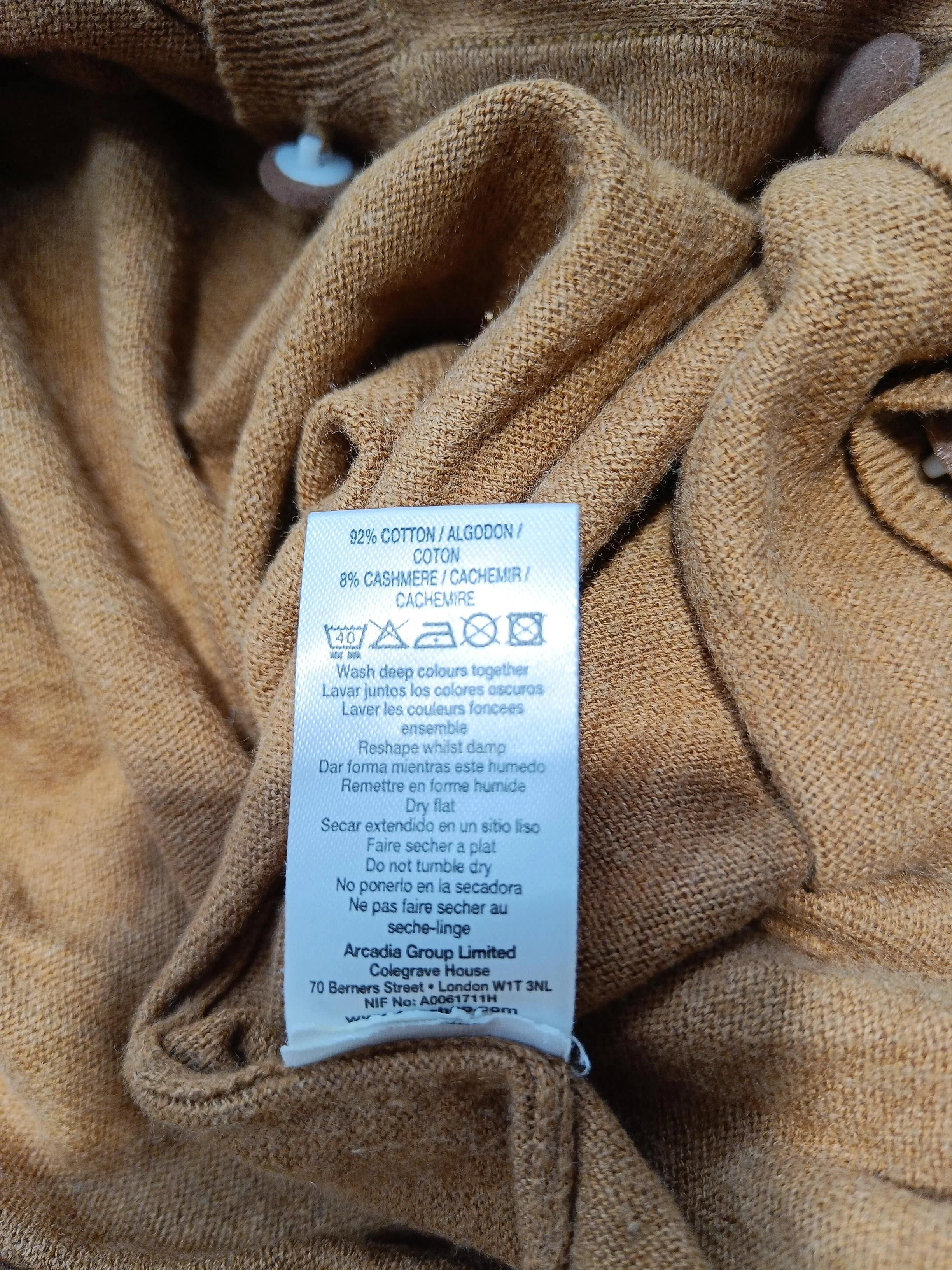 Topshop Women's Cardigan UK 14 Brown Cotton with Cashmere V-Neck Cardigan - Image 6