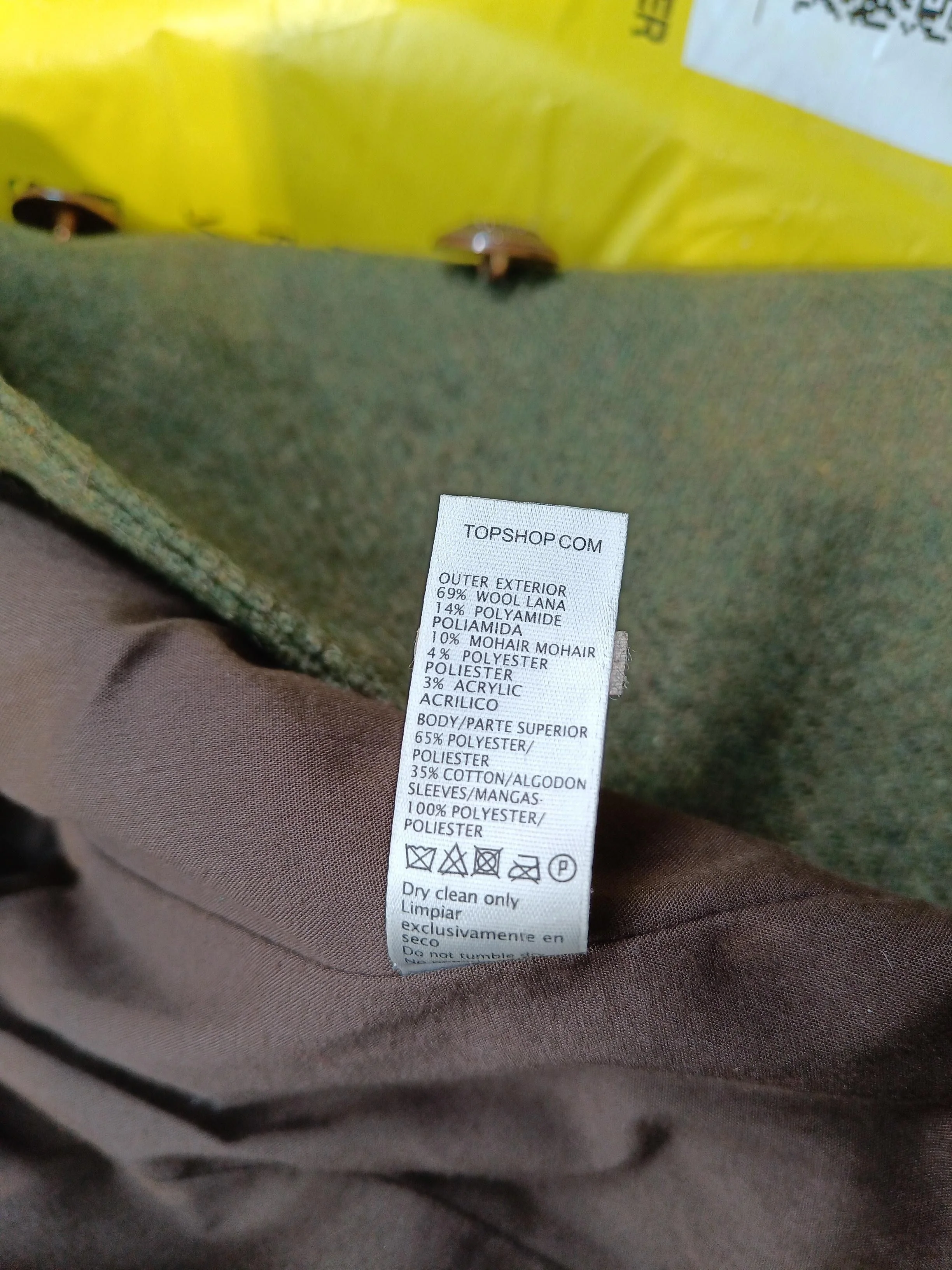 Topshop Women's Coat UK 10 Green Wool - Image 7