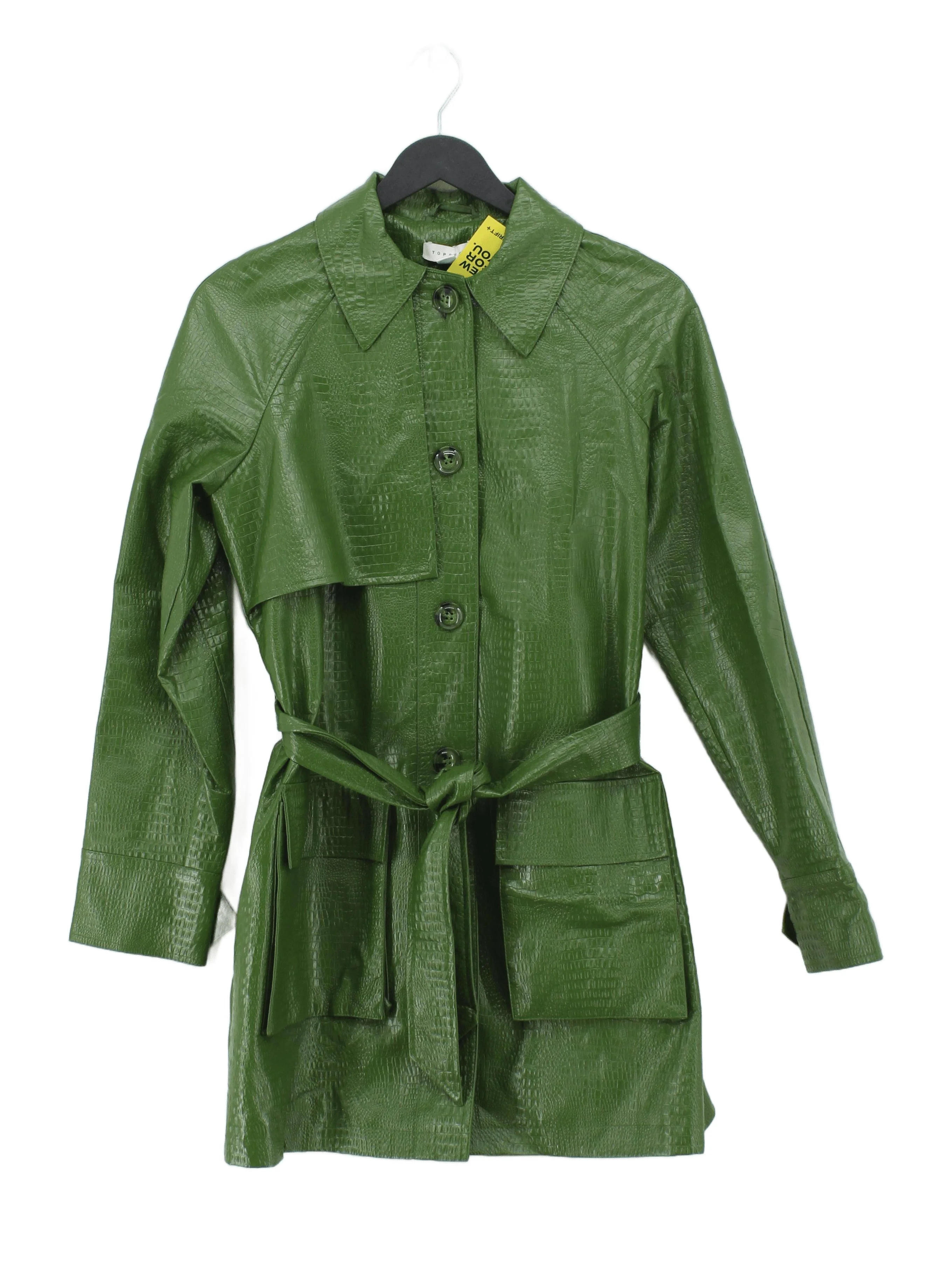 Topshop Women's Coat UK 6 Green Other with Viscose, Polyester Trench Coat