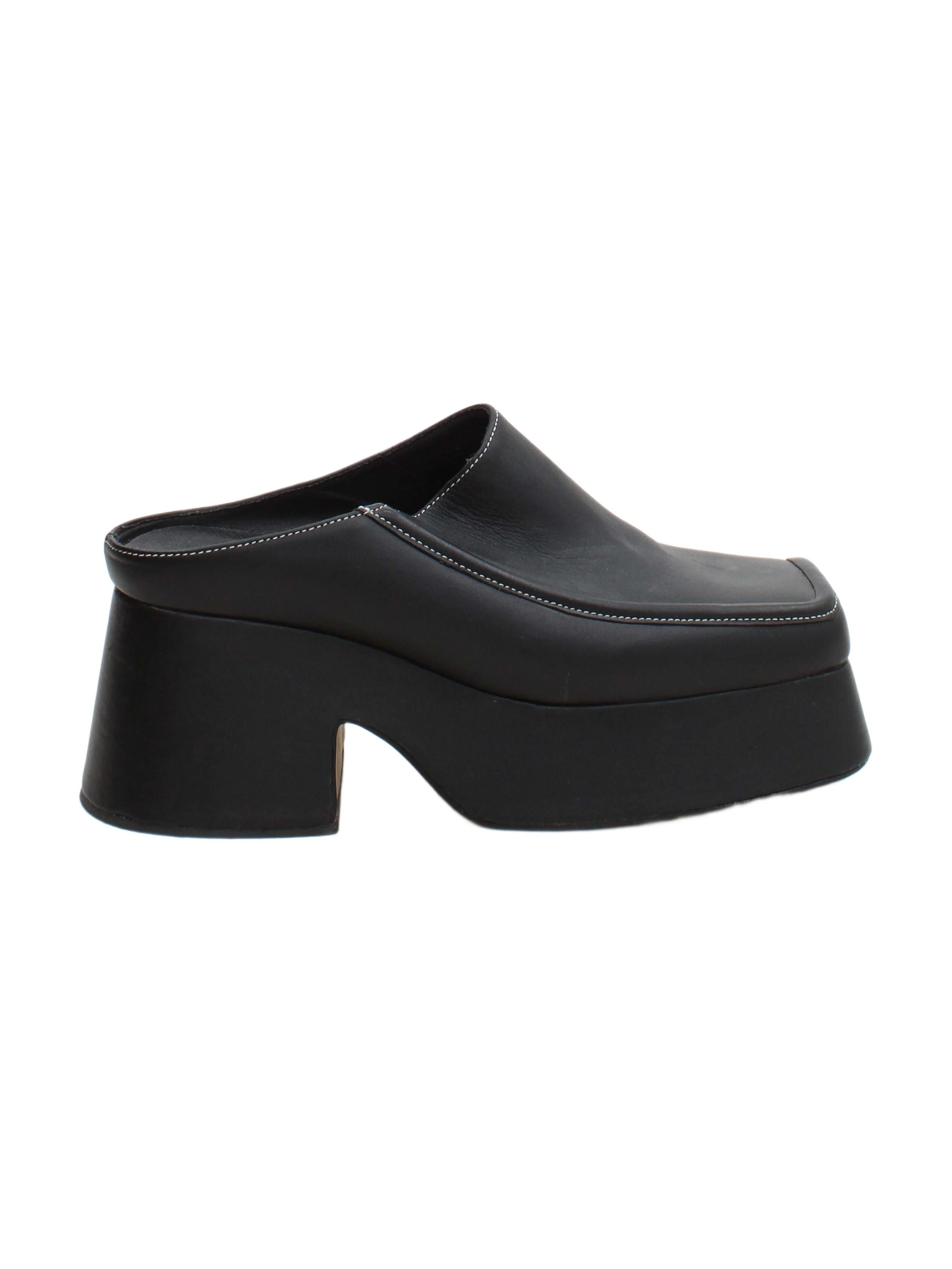 Topshop Women's Heels UK 6 Black 100% Leather Mule