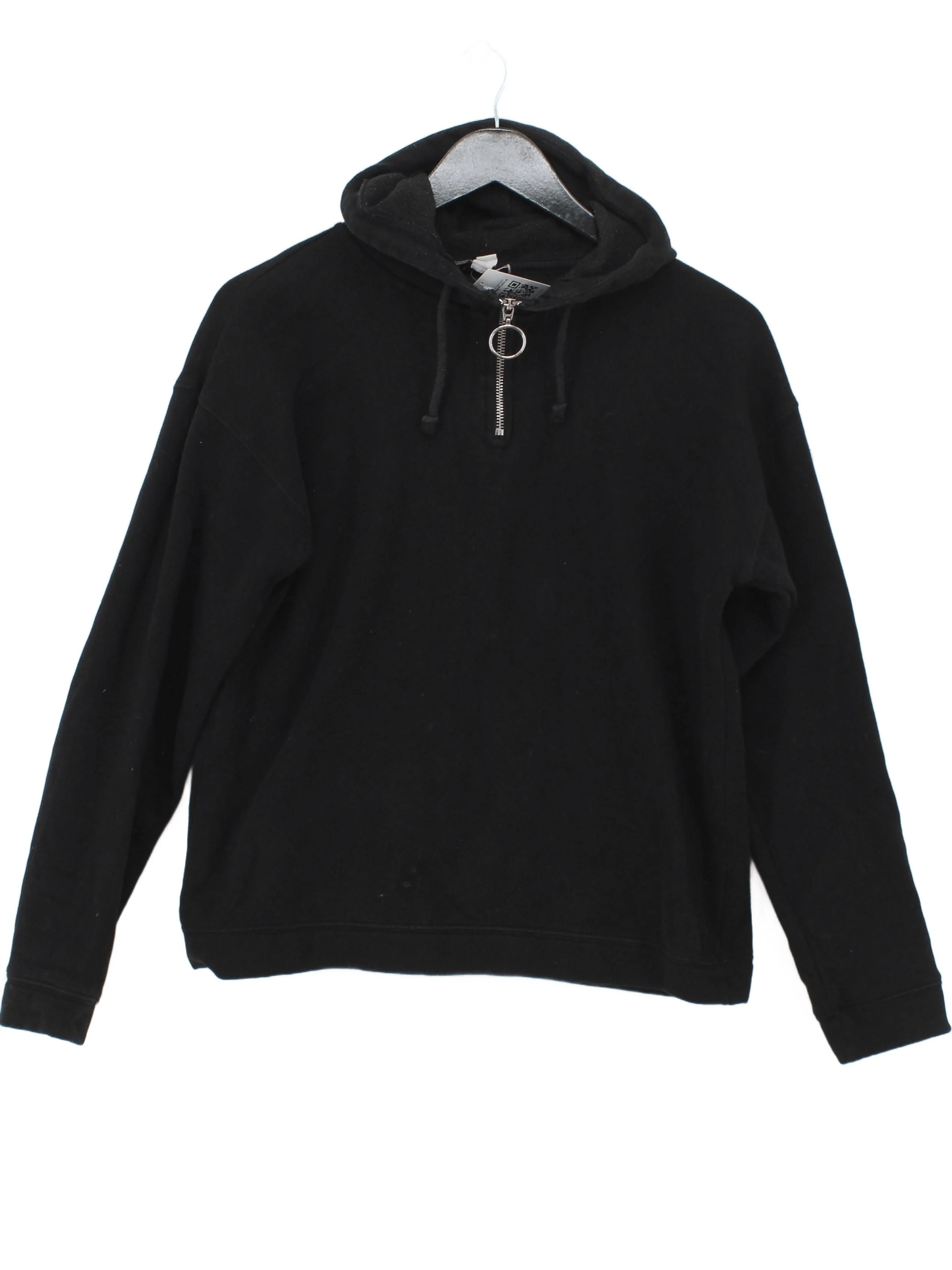 Topshop Women's Hoodie XS Black Cotton with Polyester Pullover