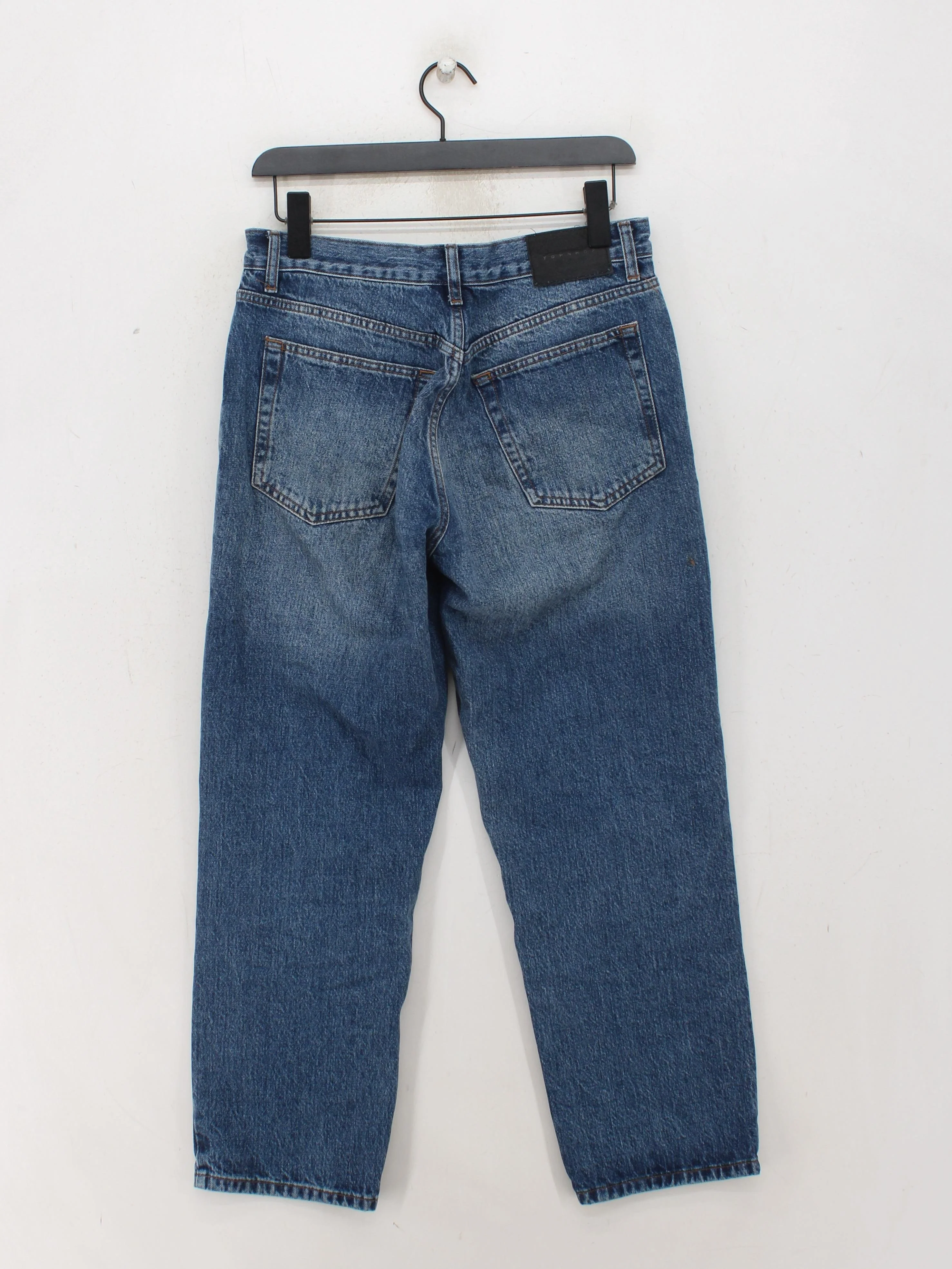 Topshop Women's Jeans UK 10 Blue Cotton with Polyester Mom - Image 2