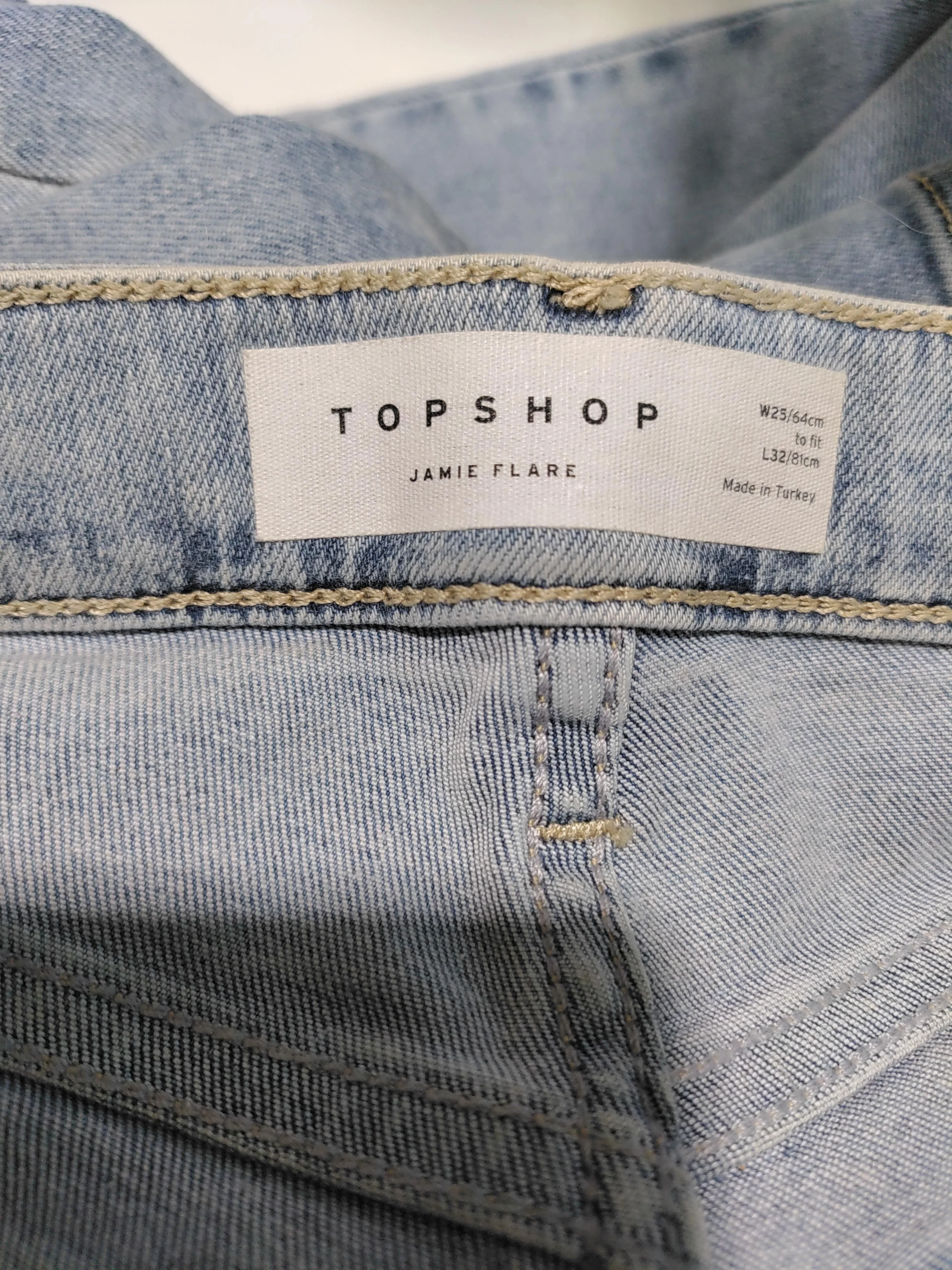 Topshop Women's Jeans W 25 in Blue Cotton with Polyester, Elastane Flared - Image 6