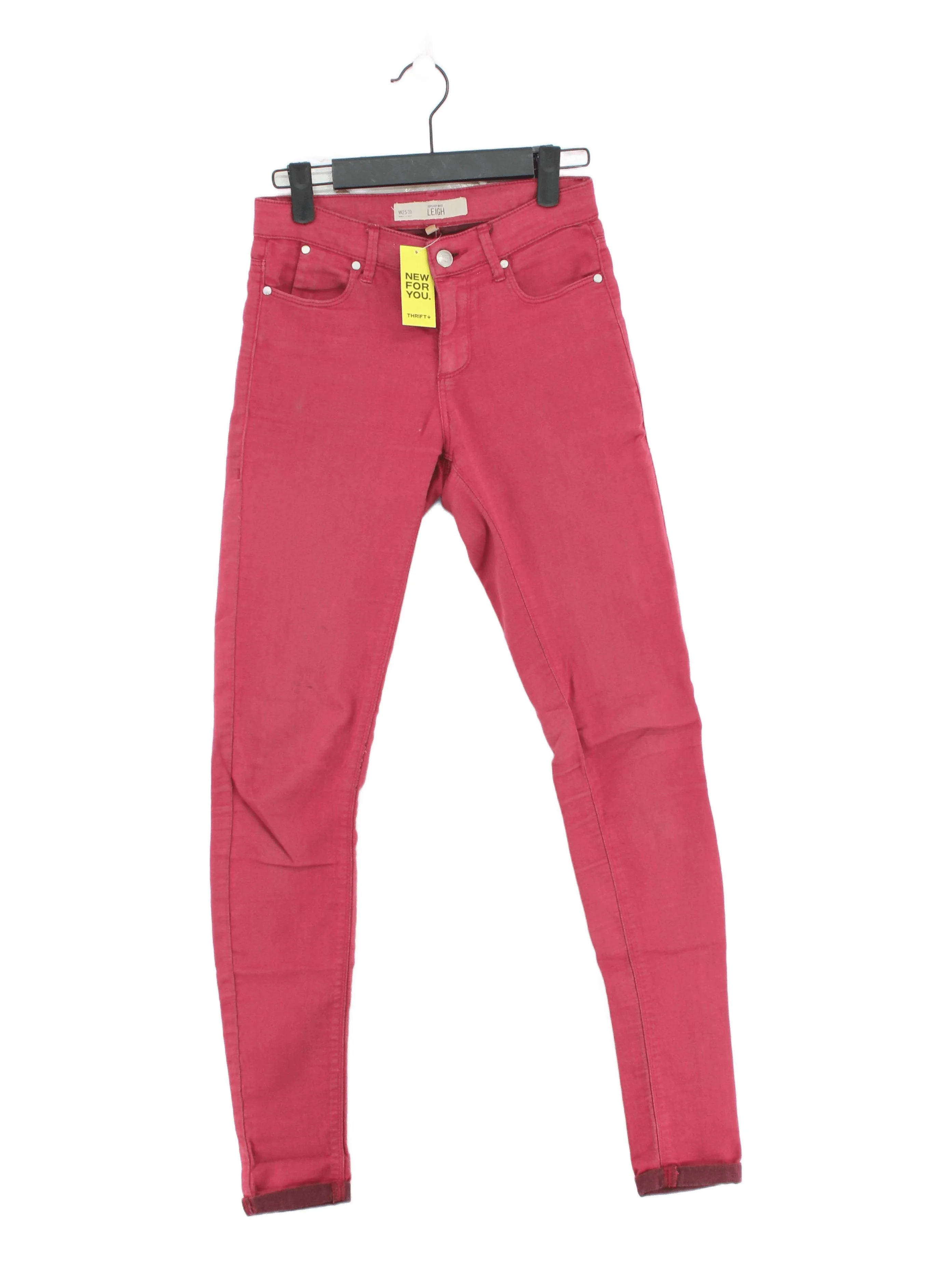 Topshop Women's Jeans W 25 in Red Cotton with Elastane Skinny