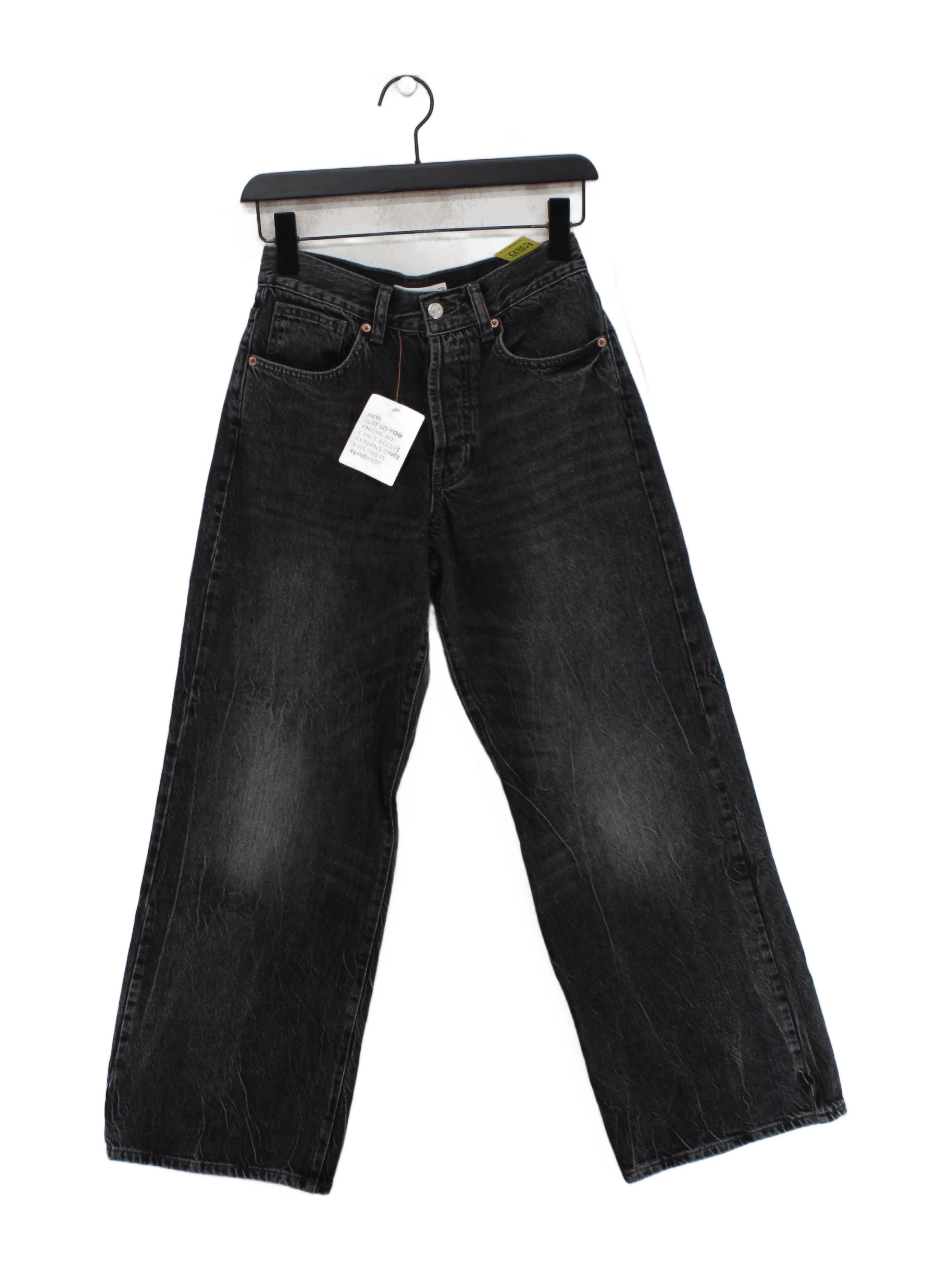 Topshop Women's Jeans W 26 in Black 100% Cotton Wide-Leg