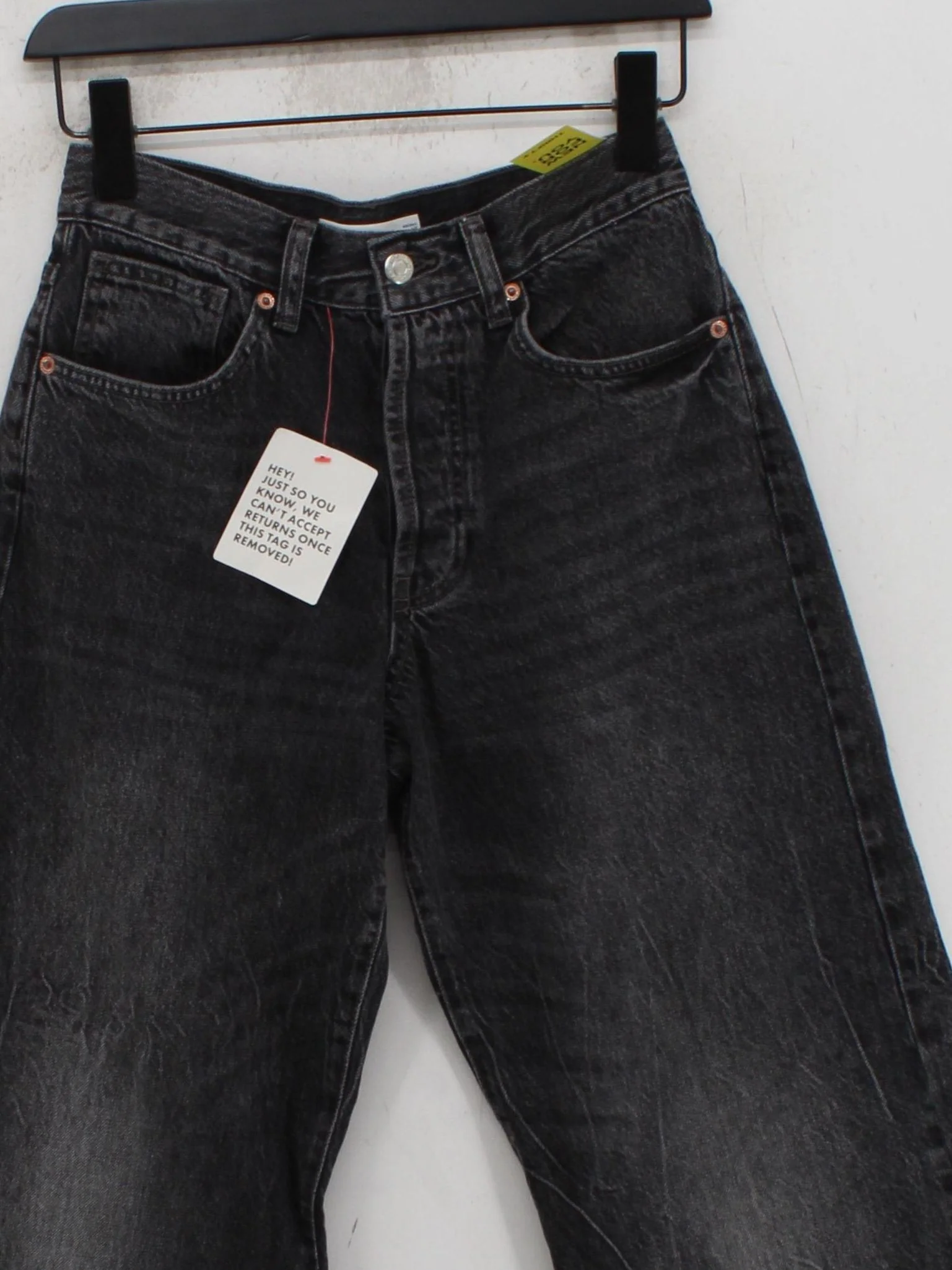 Topshop Women's Jeans W 26 in Black 100% Cotton Wide-Leg - Image 3
