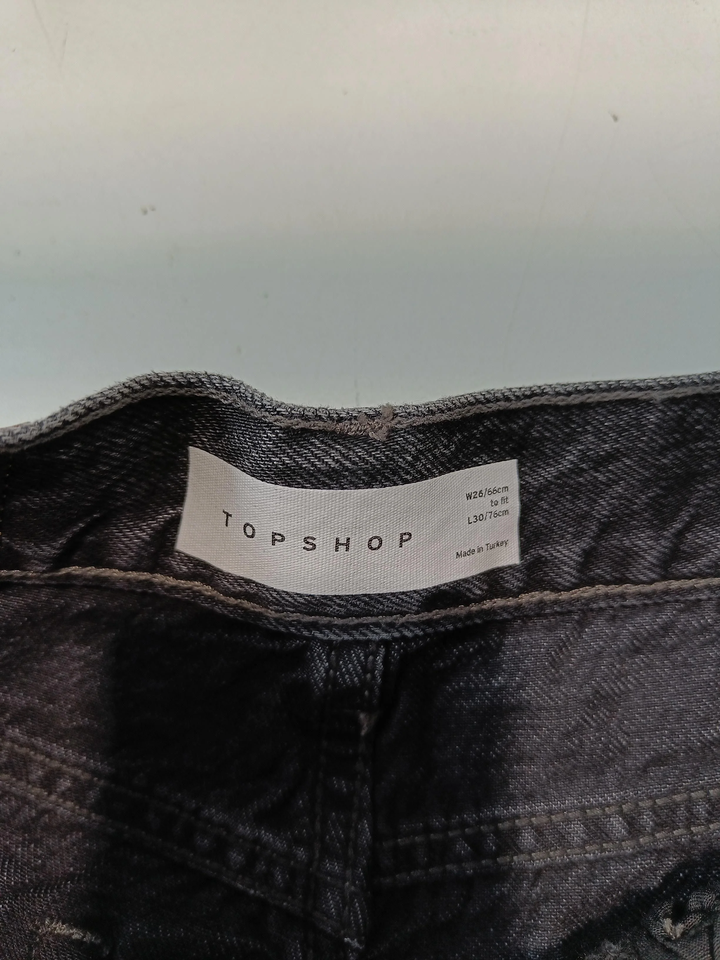 Topshop Women's Jeans W 26 in Black 100% Cotton Wide-Leg - Image 6