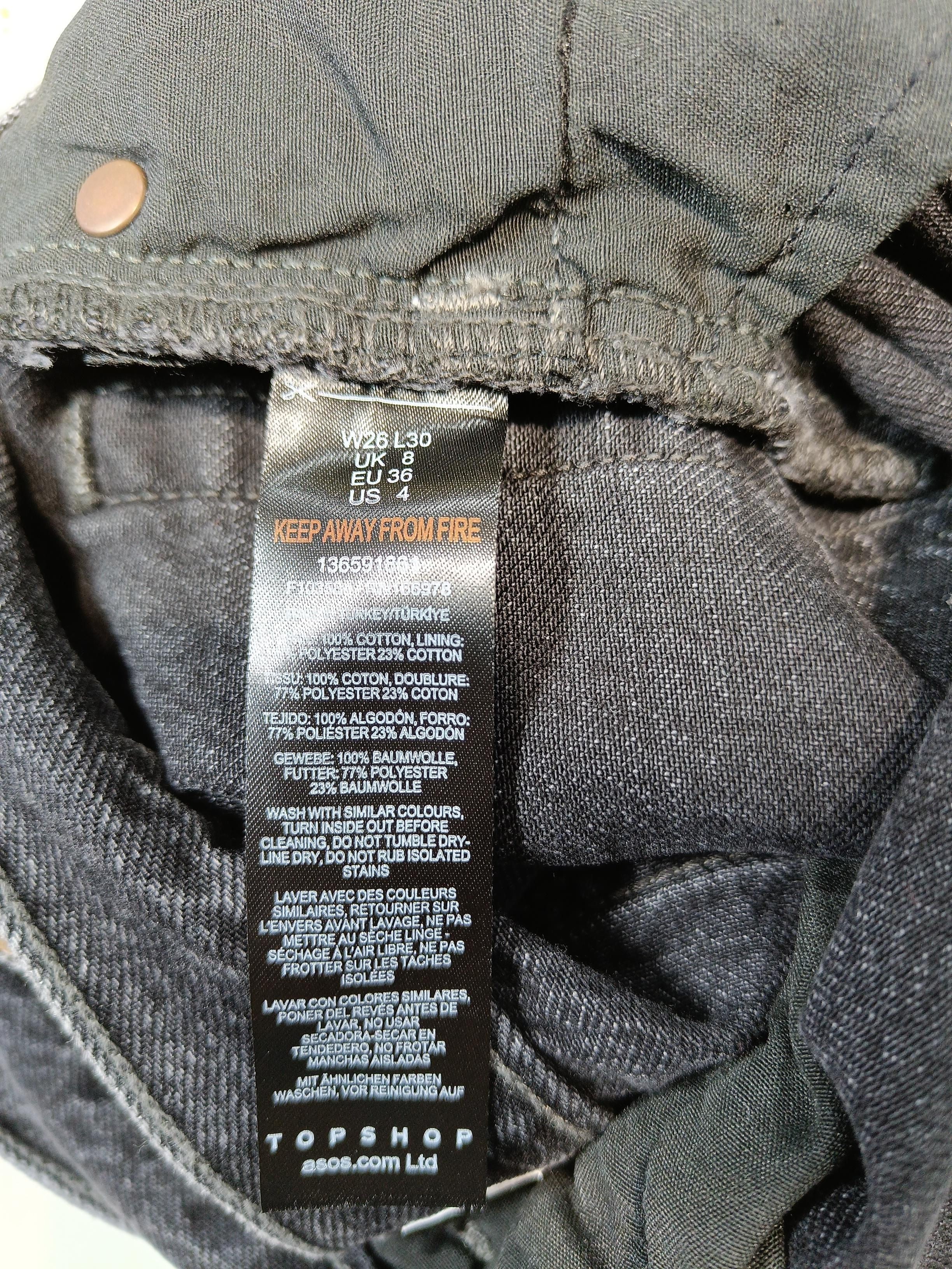 Topshop Women's Jeans W 26 in Black 100% Cotton Wide-Leg - Image 7