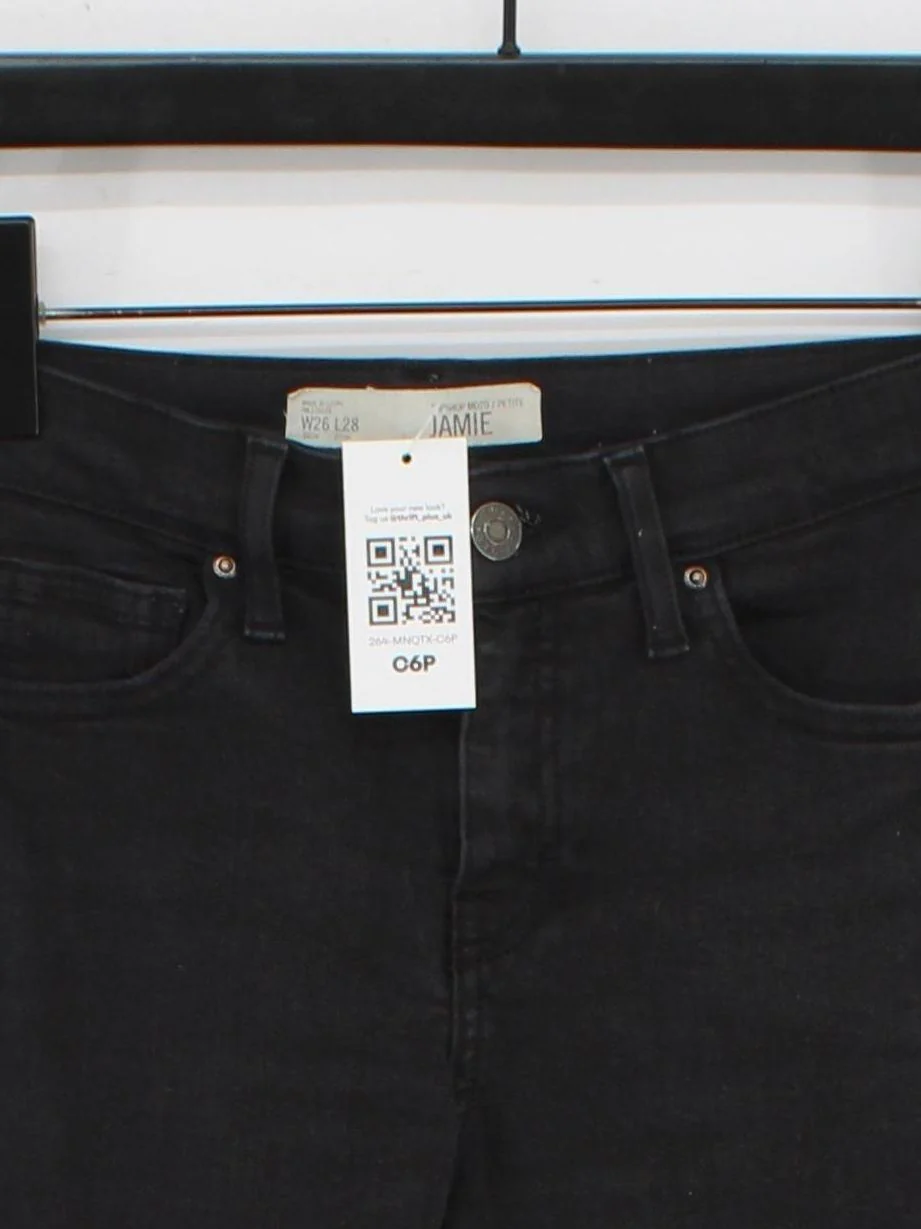 Topshop Women's Jeans W 26 in Black Cotton with Polyester, Elastane Skinny - Image 3