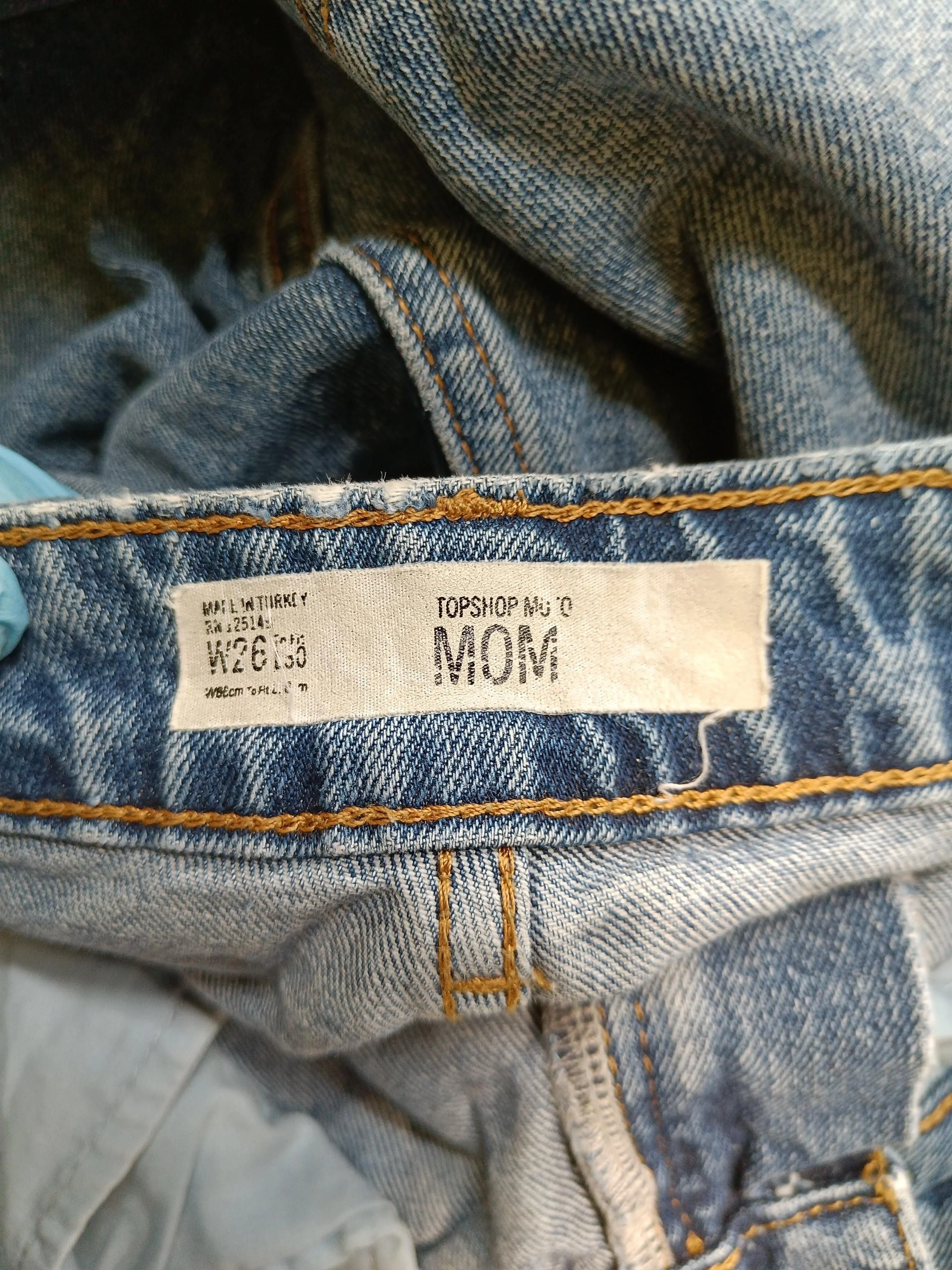 Topshop Women's Jeans W 26 in Blue 100% Cotton Mom - Image 5