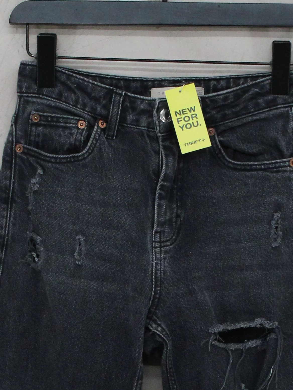 Topshop Women's Jeans W 26 in; L 34 in Black Cotton with Elastane Mom - Image 3