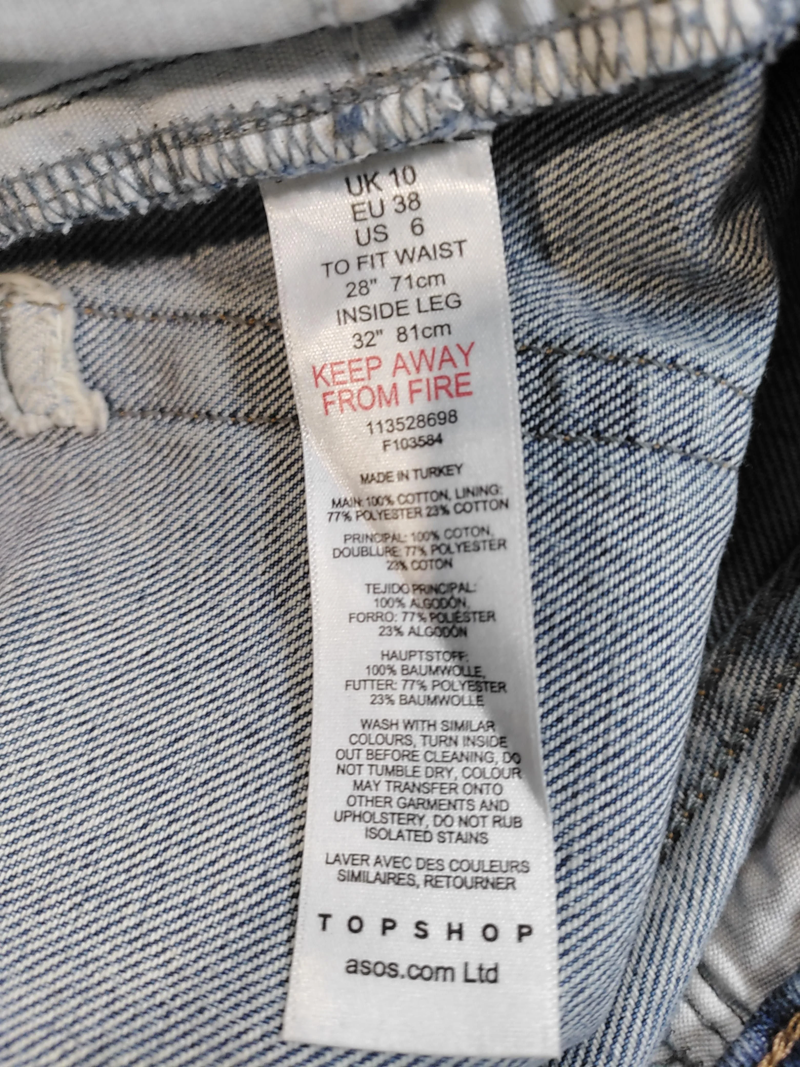 Topshop Women's Jeans W 28 in; L 32 in Blue Cotton with Polyester Mom - Image 6