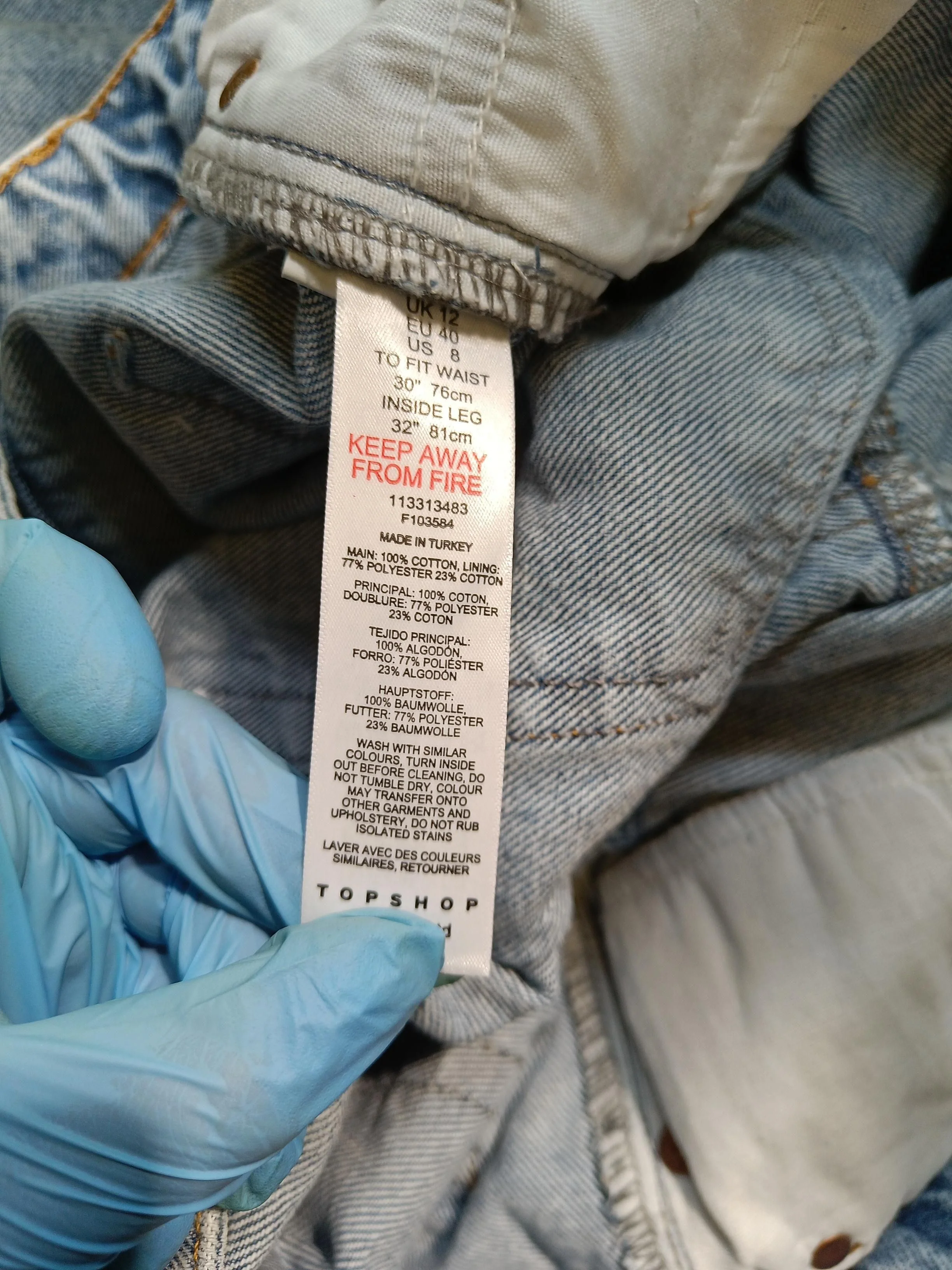 Topshop Women's Jeans W 30 in Blue Cotton with Polyester Mom - Image 6