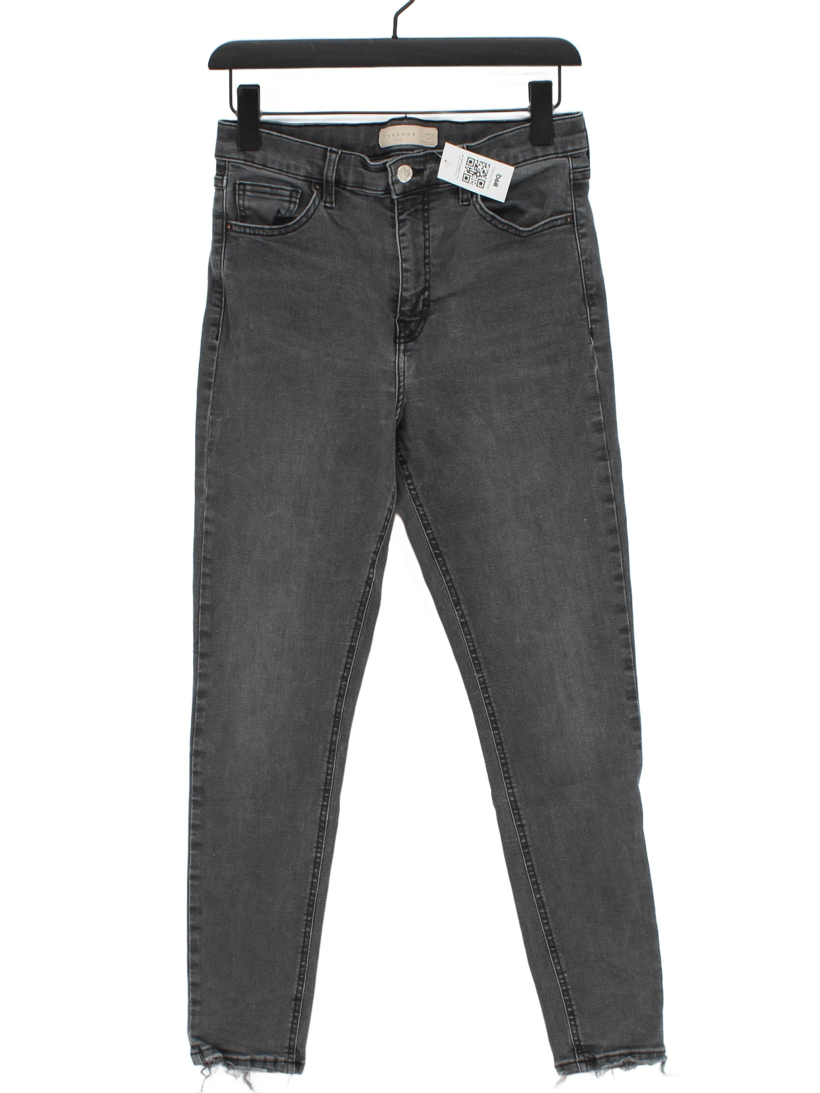 Topshop Women's Jeans W 30 in Grey Cotton with Polyester, Elastane Skinny
