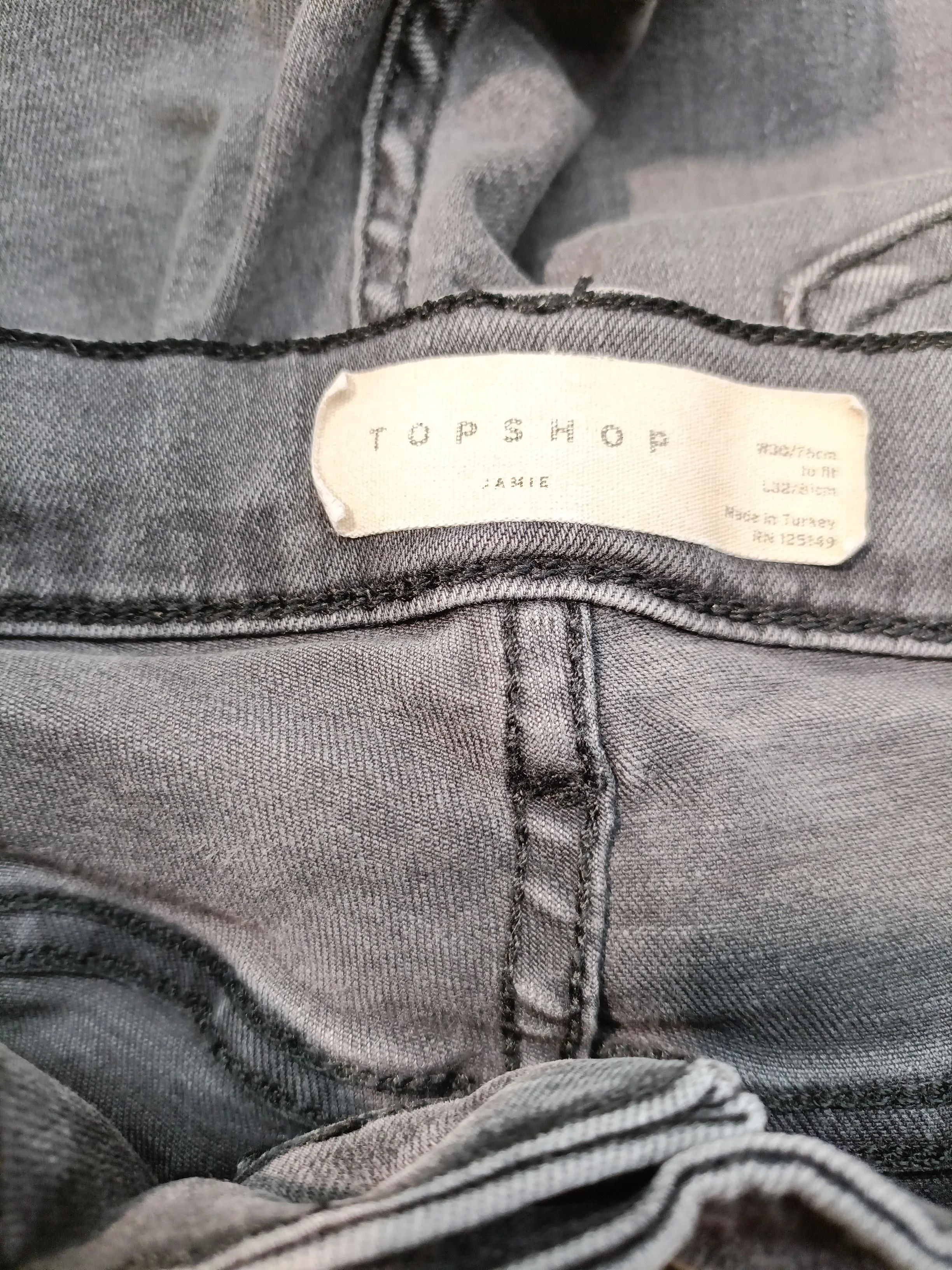 Topshop Women's Jeans W 30 in Grey Cotton with Polyester, Elastane Skinny - Image 6