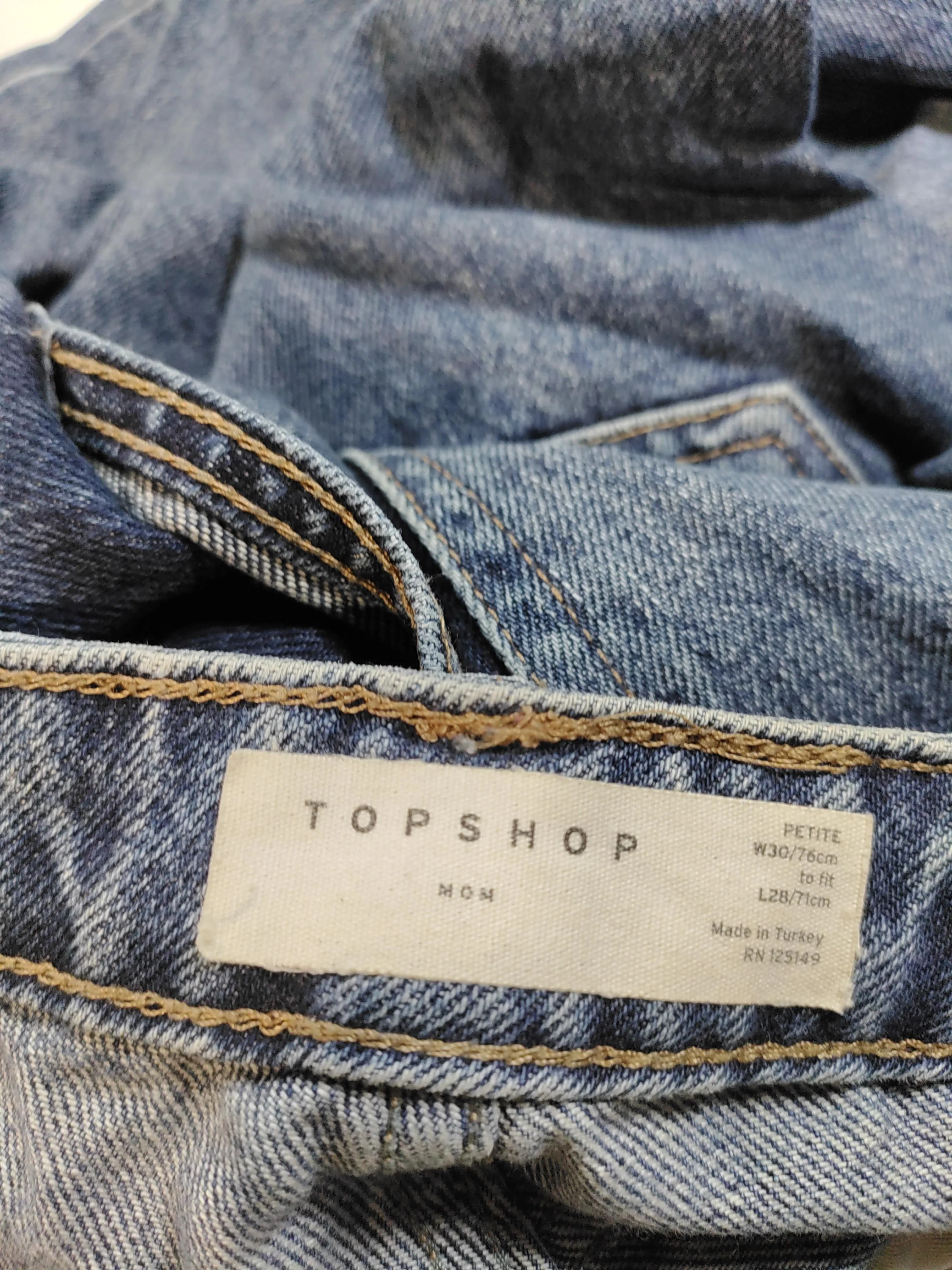 Topshop Women's Jeans W 30 in; L 28 in Blue 100% Cotton Mom - Image 5