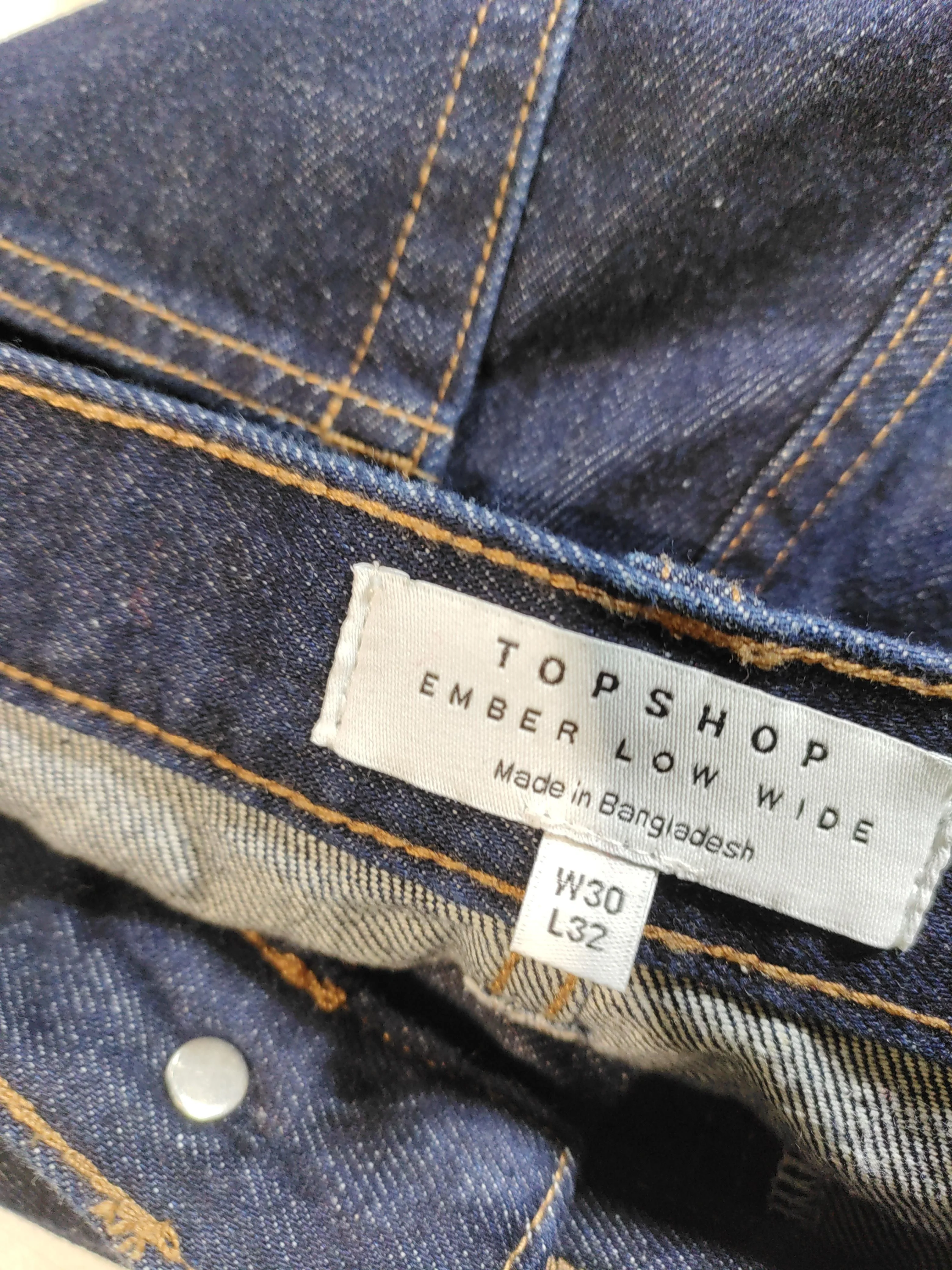 Topshop Women's Jeans W 30 in; L 32 in Blue 100% Cotton Wide-Leg - Image 5
