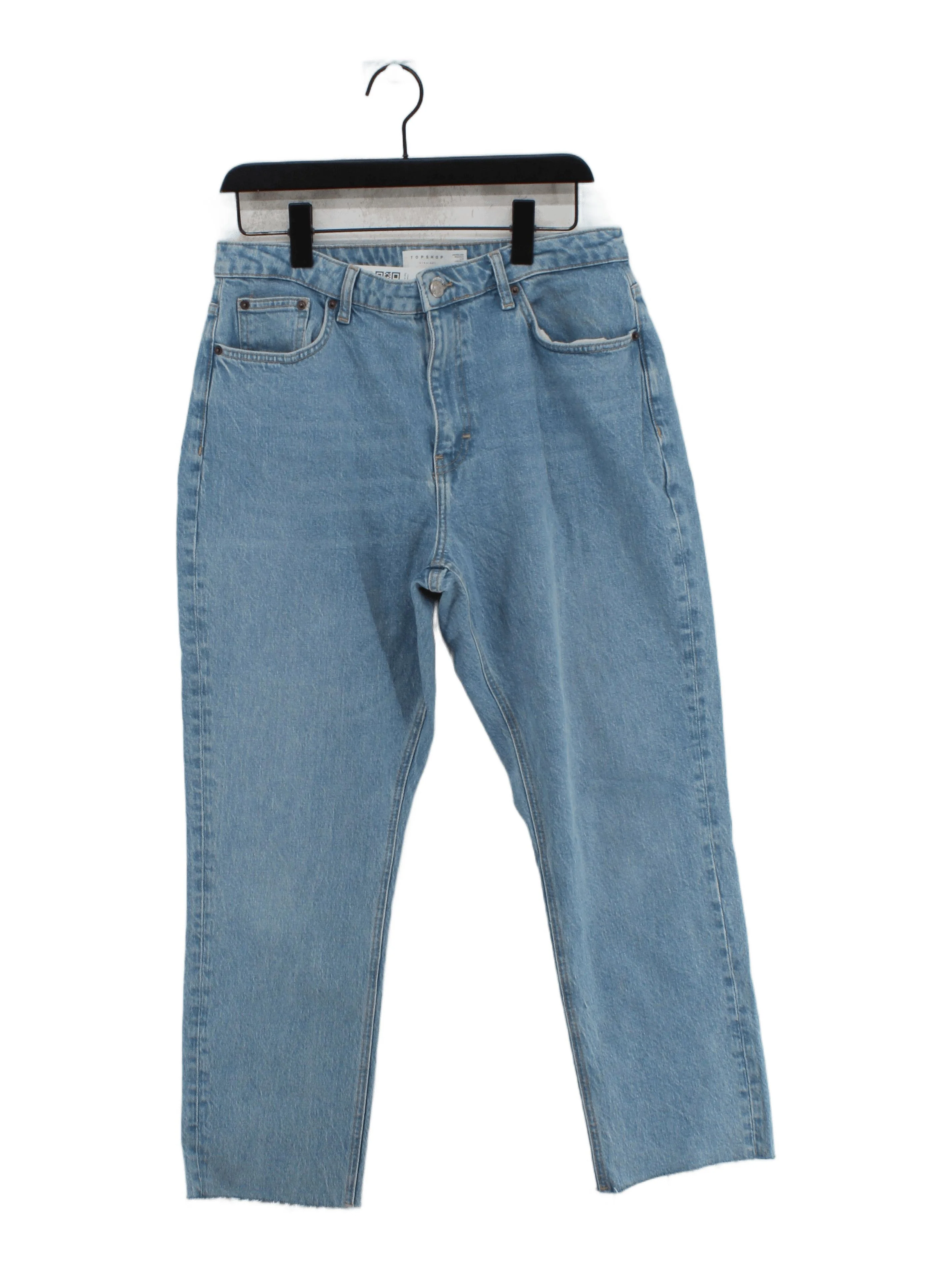 Topshop Women's Jeans W 32 in Blue Cotton with Polyester, Elastane Straight