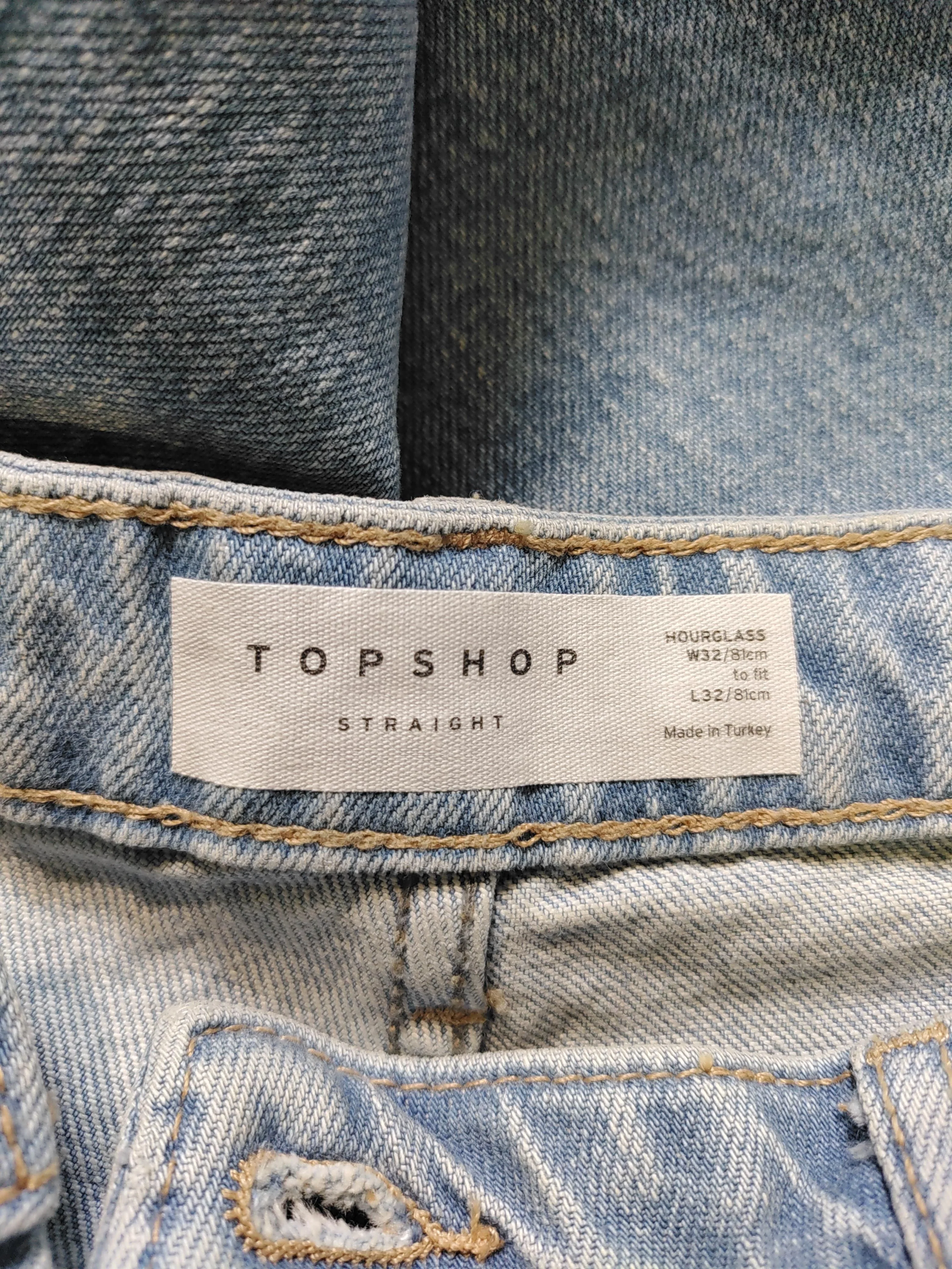 Topshop Women's Jeans W 32 in Blue Cotton with Polyester, Elastane Straight - Image 6