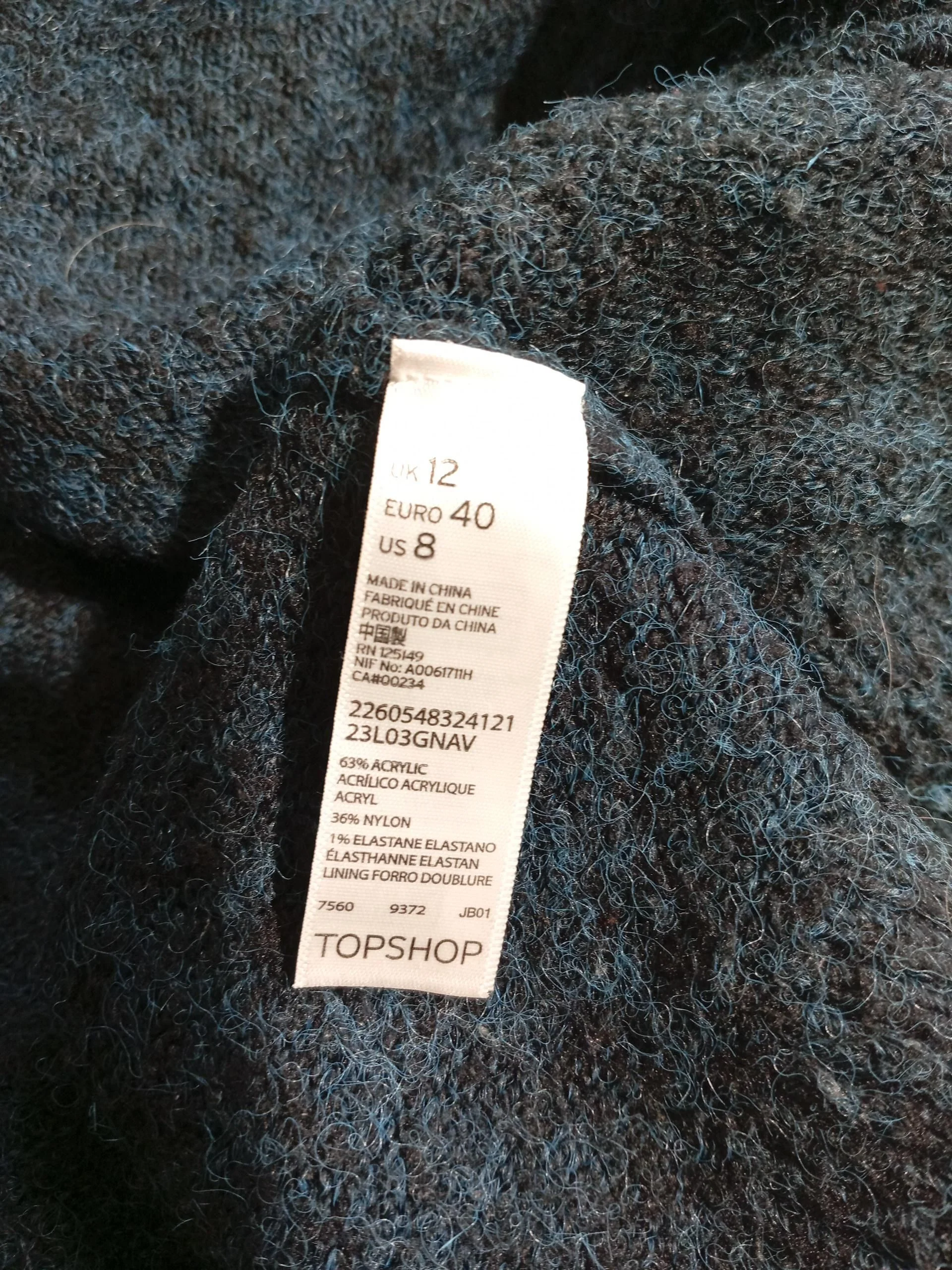 Topshop Women's Jumper UK 12 Blue Acrylic with Nylon, Elastane Pullover - Image 7