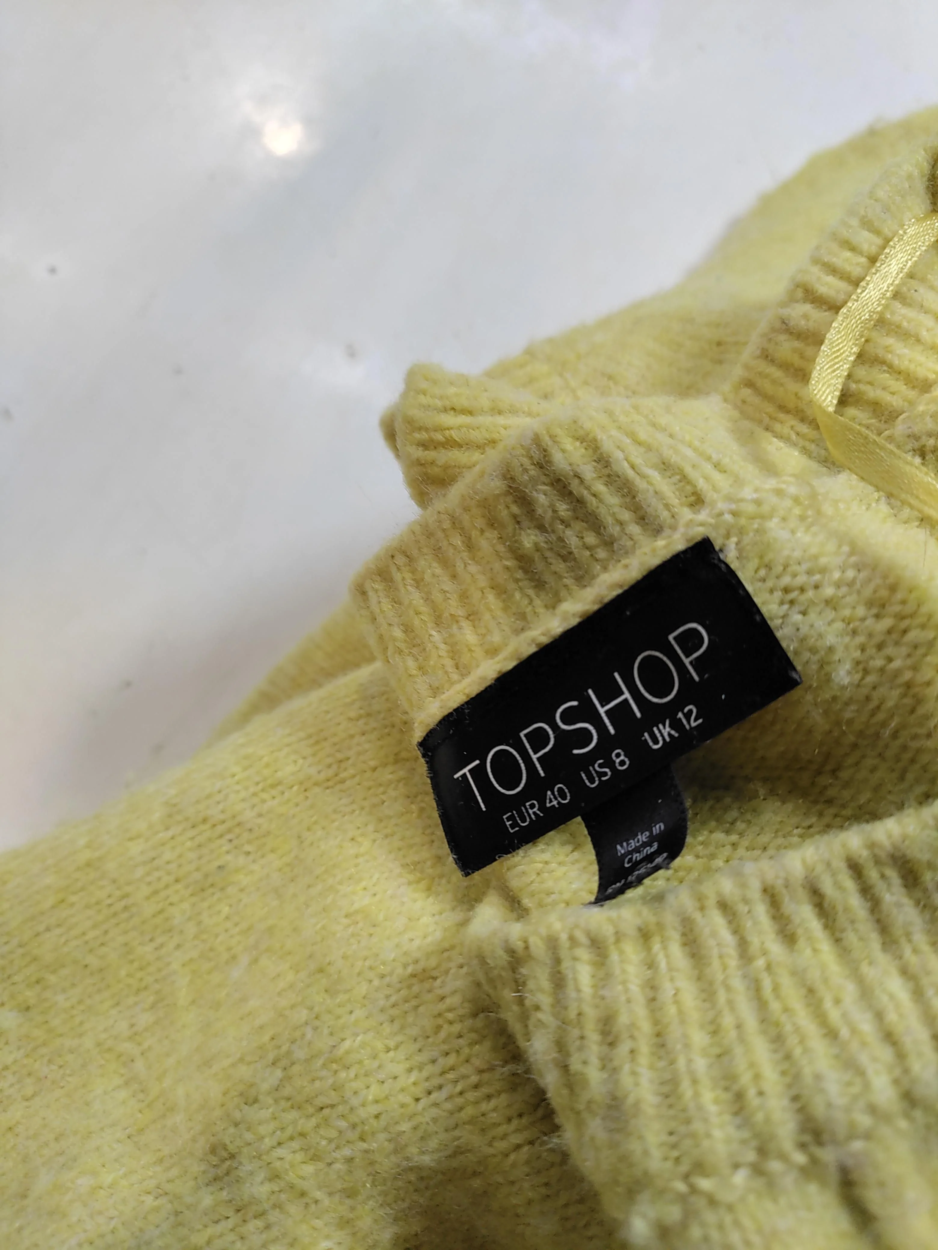 Topshop Women's Jumper UK 12 Yellow Acrylic with Polyester, Elastane Pullover - Image 6