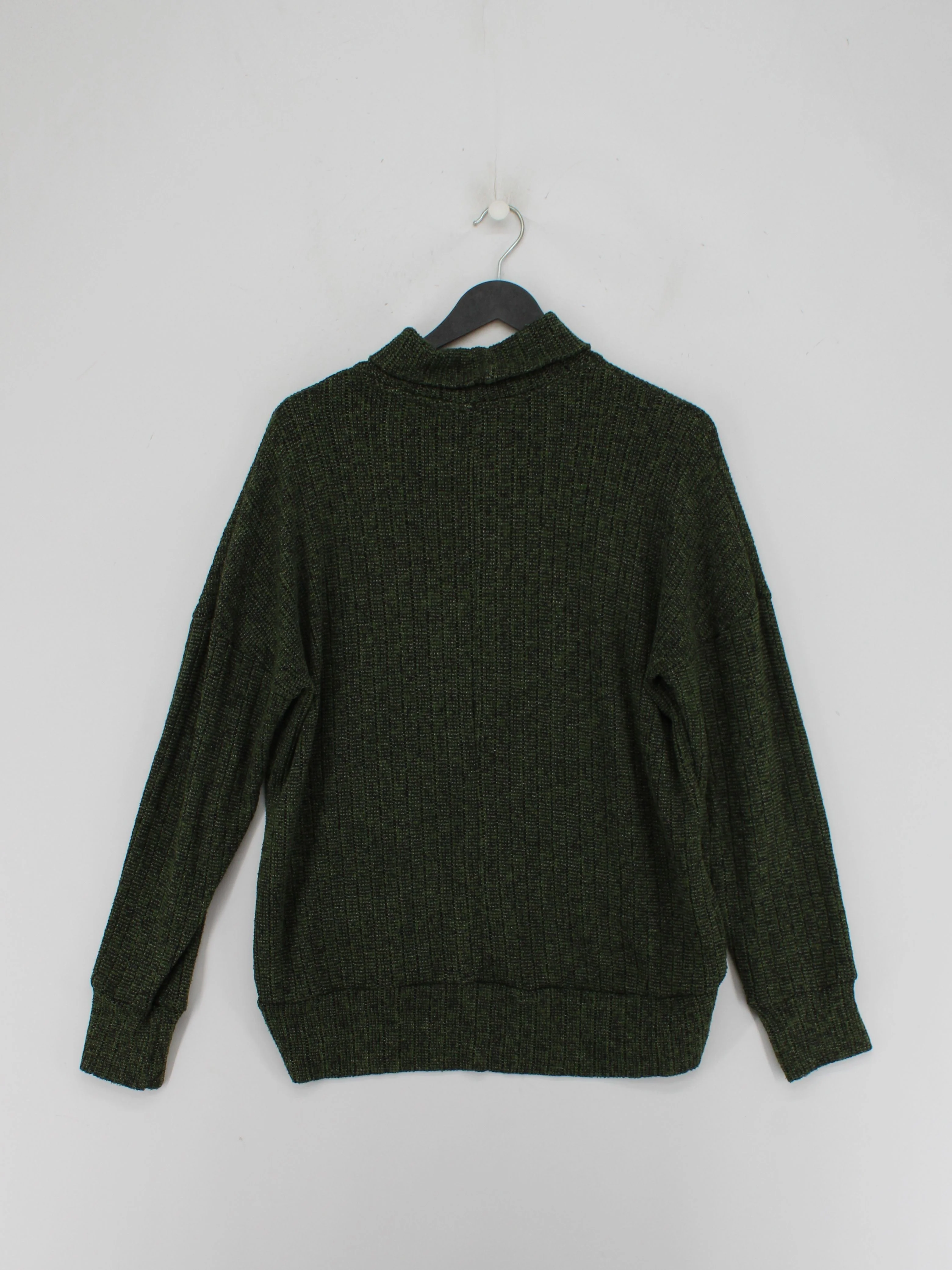 Topshop Women's Jumper UK 8 Green Polyester with Cotton High Neck Pullover - Image 2