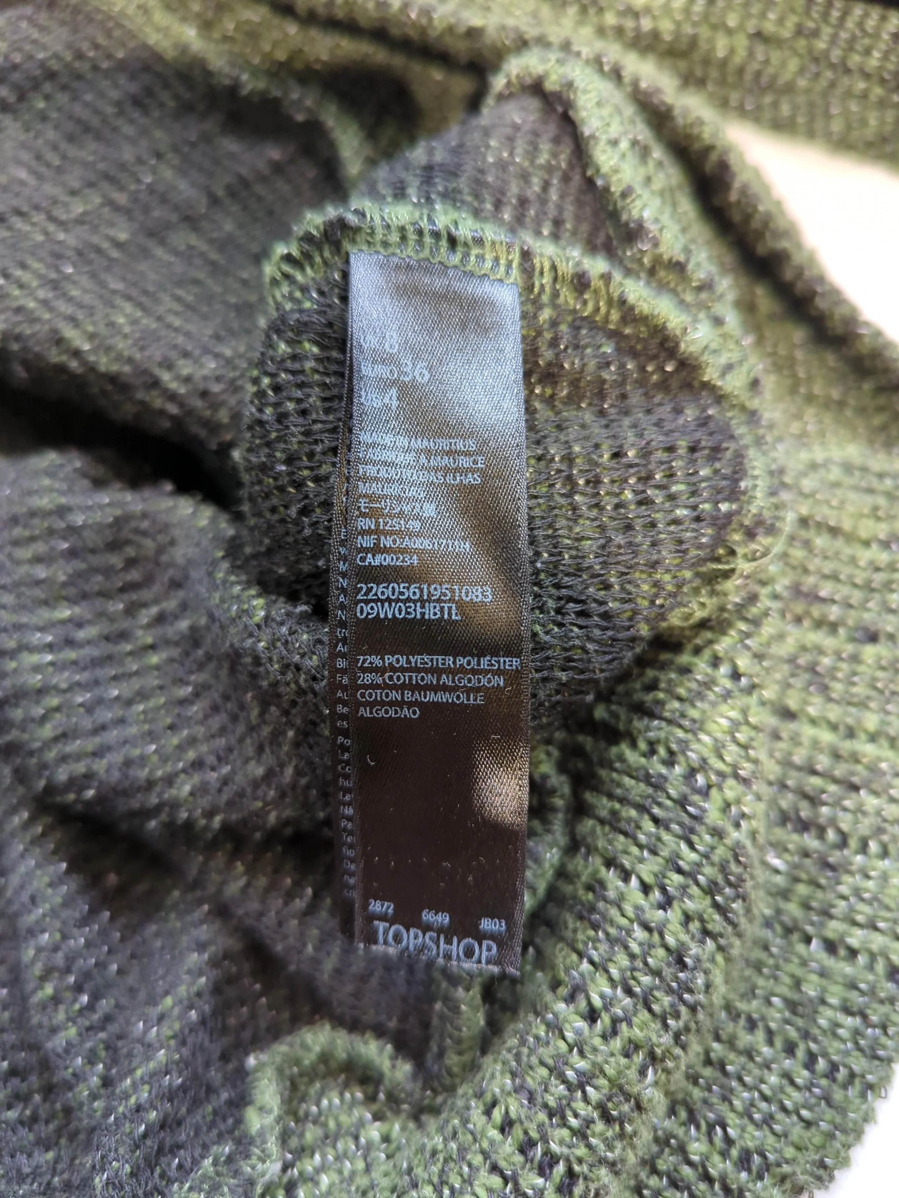 Topshop Women's Jumper UK 8 Green Polyester with Cotton High Neck Pullover - Image 6