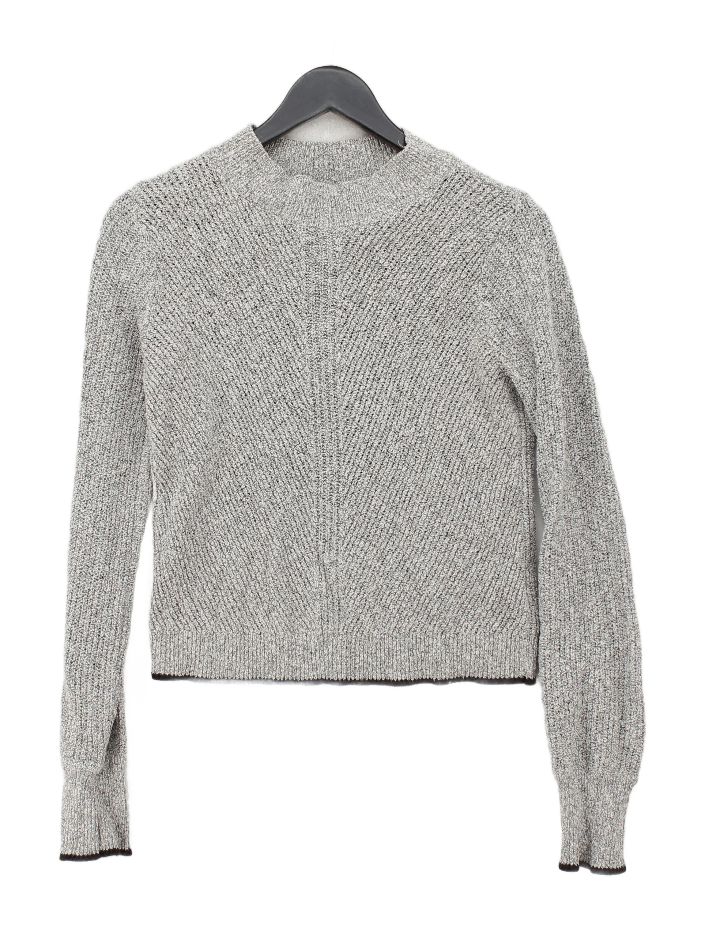 Topshop Women's Jumper UK 8 Grey Cotton with Polyester Mock Neck Pullover