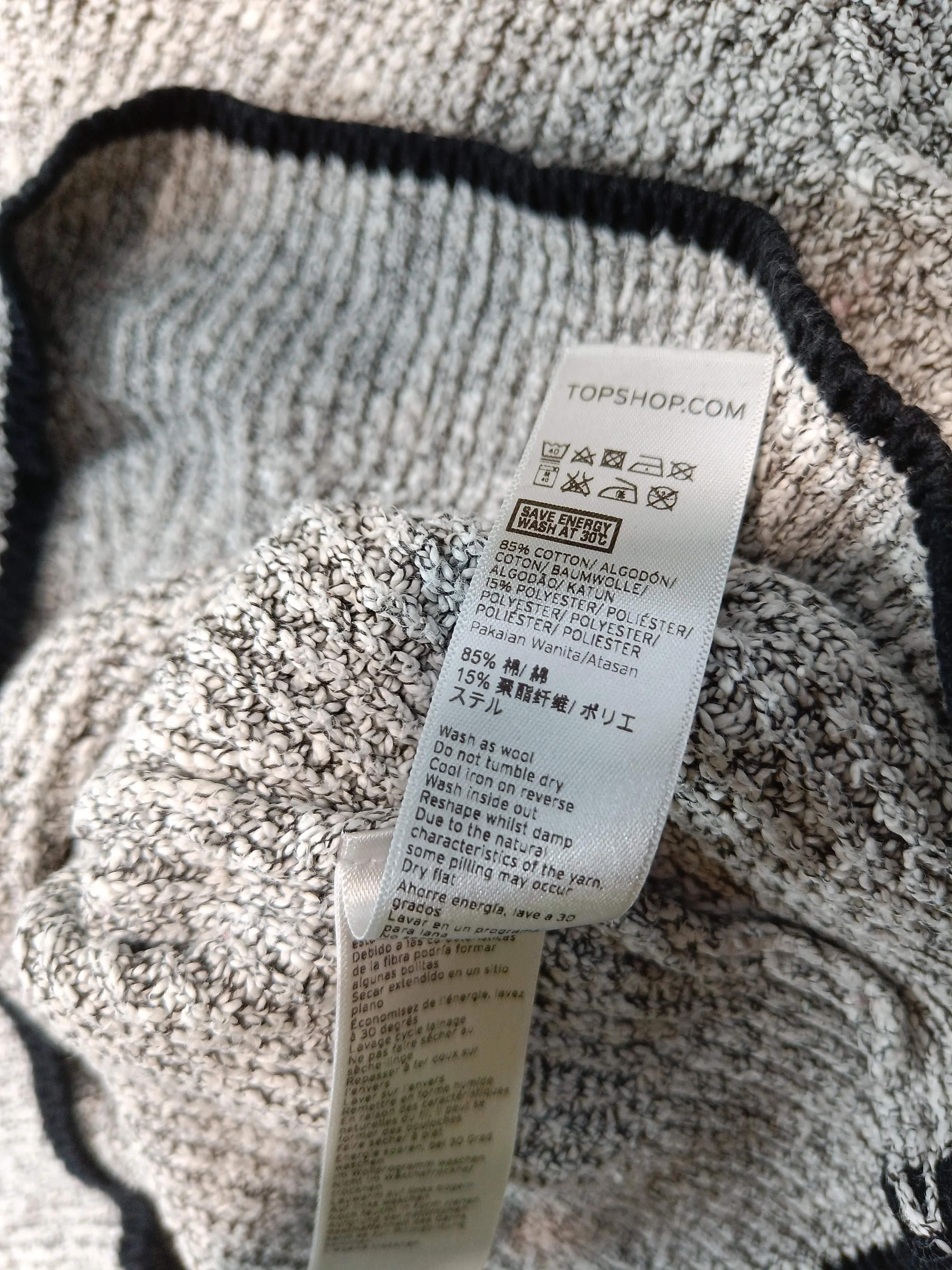 Topshop Women's Jumper UK 8 Grey Cotton with Polyester Mock Neck Pullover - Image 6