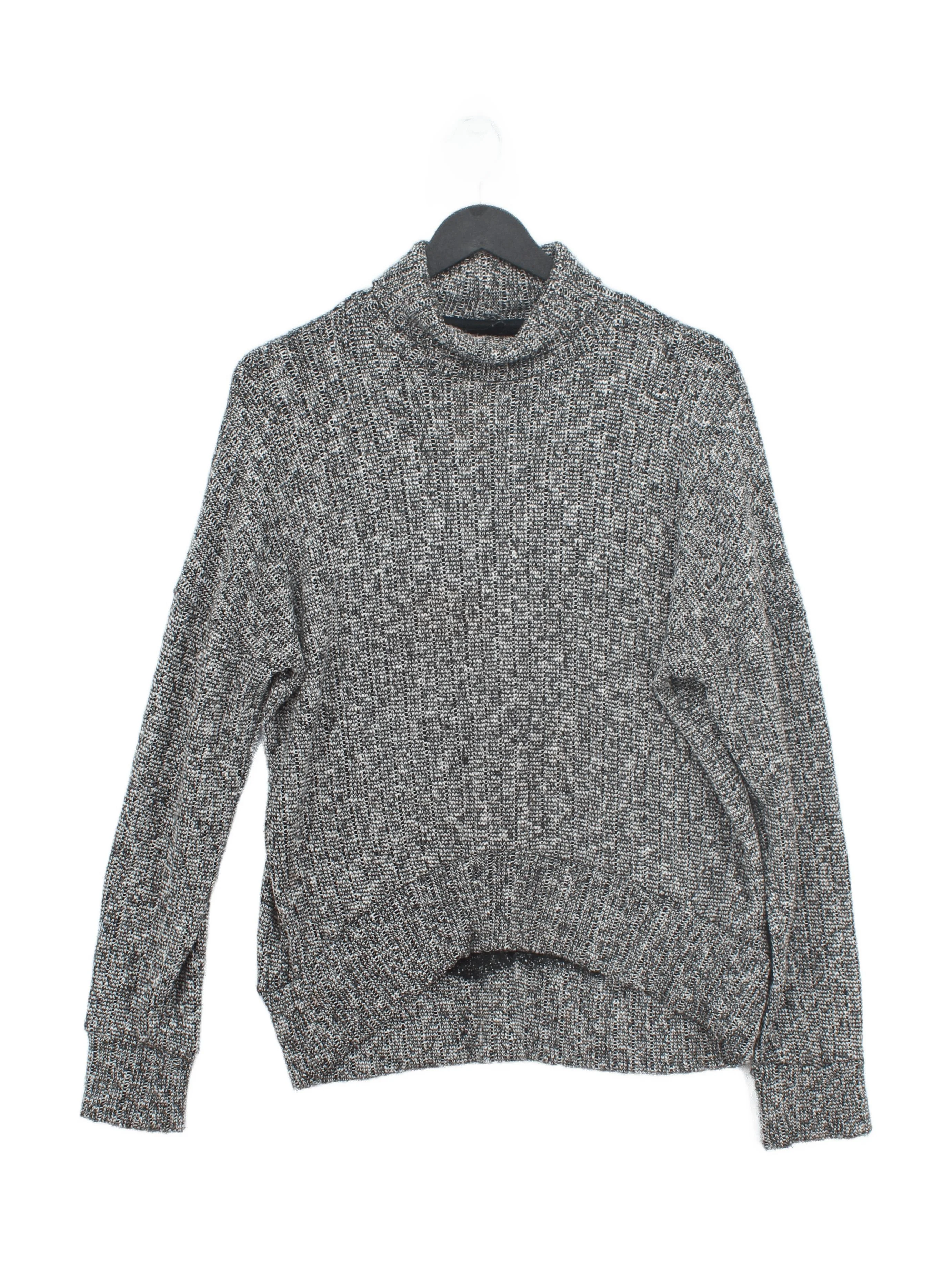 Topshop Women's Jumper UK 8 Grey Polyester with Cotton High Neck Pullover