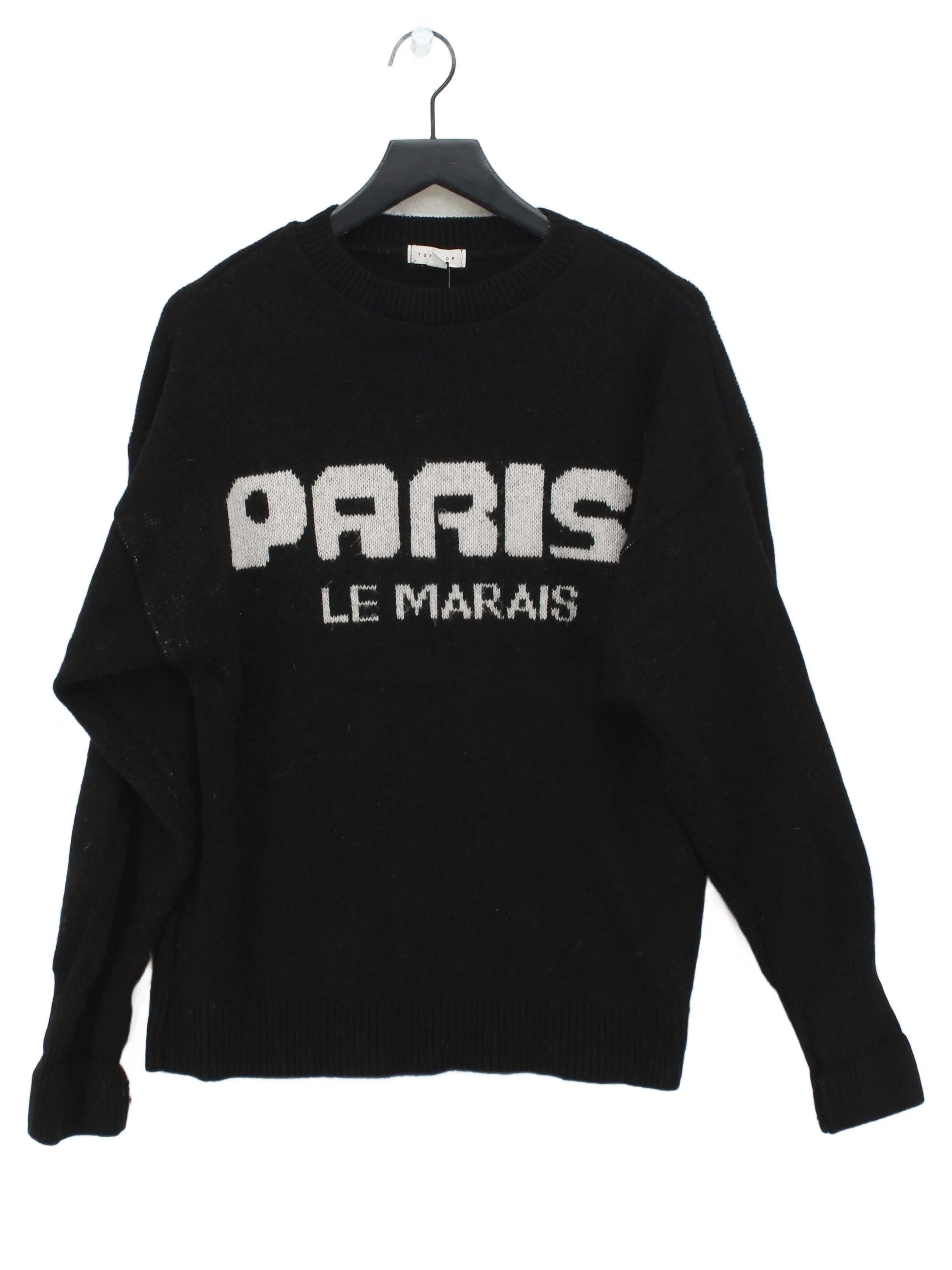 Topshop Women's Jumper XS Black Graphic 100% Other Crew Neck Pullover