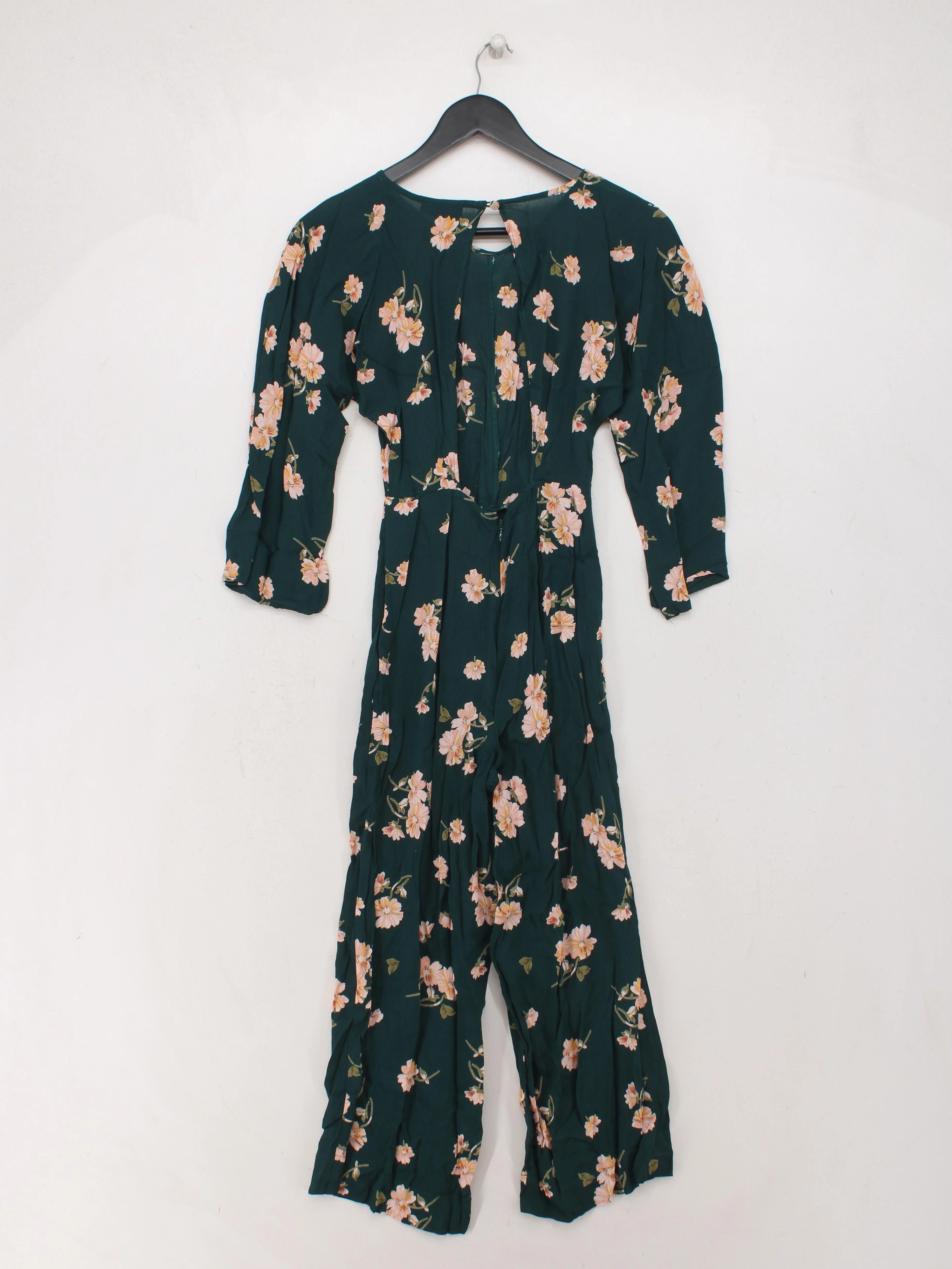 Topshop Women's Jumpsuit UK 6 Green Floral 100% Viscose Wide-Leg Jumpsuit - Image 2