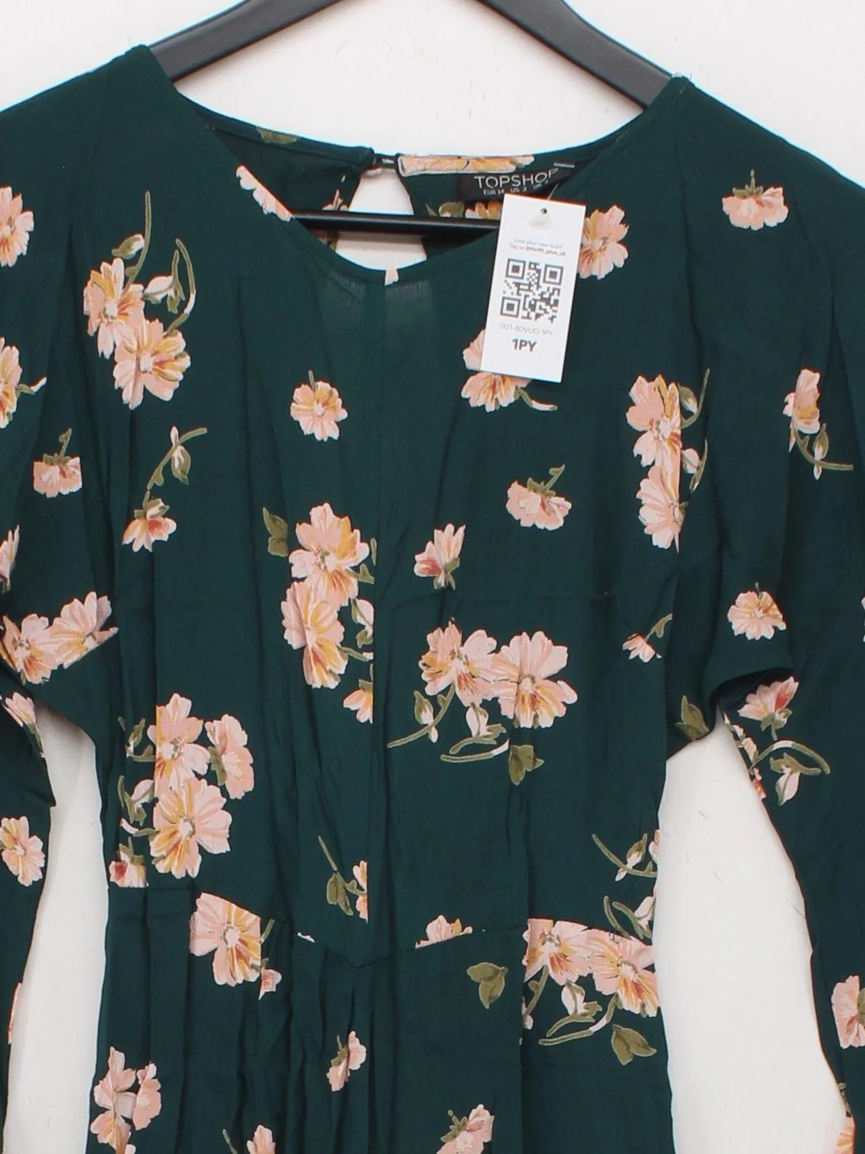 Topshop Women's Jumpsuit UK 6 Green Floral 100% Viscose Wide-Leg Jumpsuit - Image 3