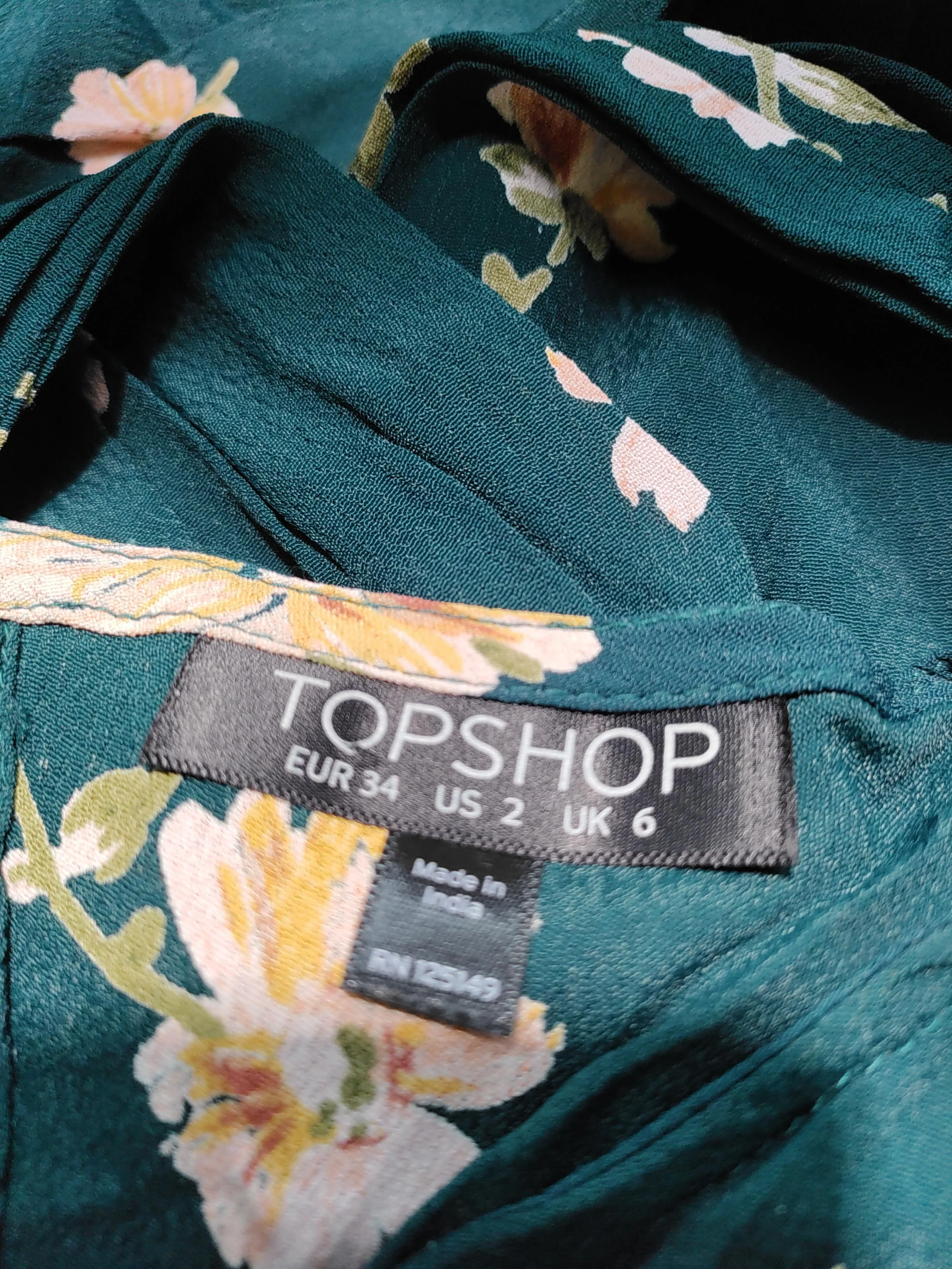 Topshop Women's Jumpsuit UK 6 Green Floral 100% Viscose Wide-Leg Jumpsuit - Image 5