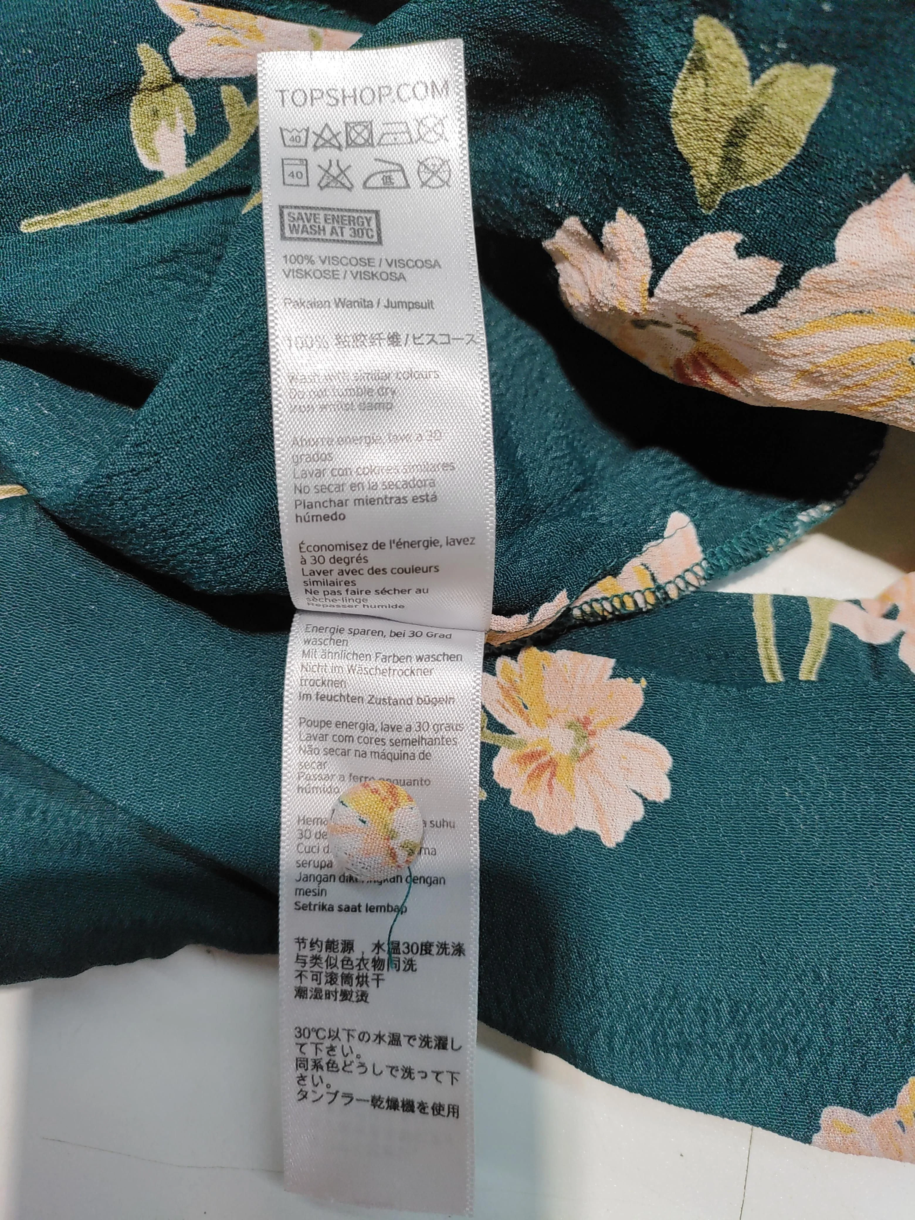 Topshop Women's Jumpsuit UK 6 Green Floral 100% Viscose Wide-Leg Jumpsuit - Image 6