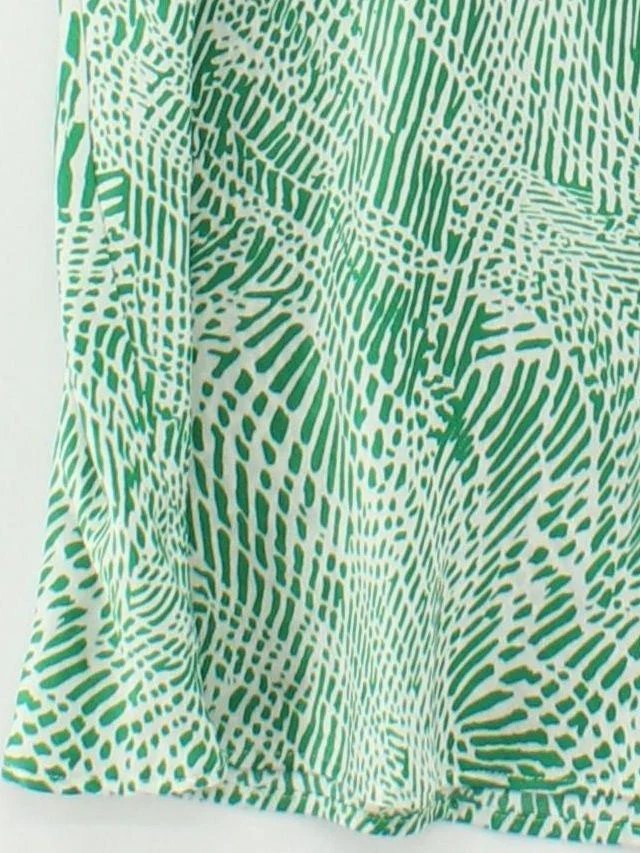 Topshop Women's Maxi Skirt UK 10 Green Geometric 100% Polyester Long Maxi - Image 4