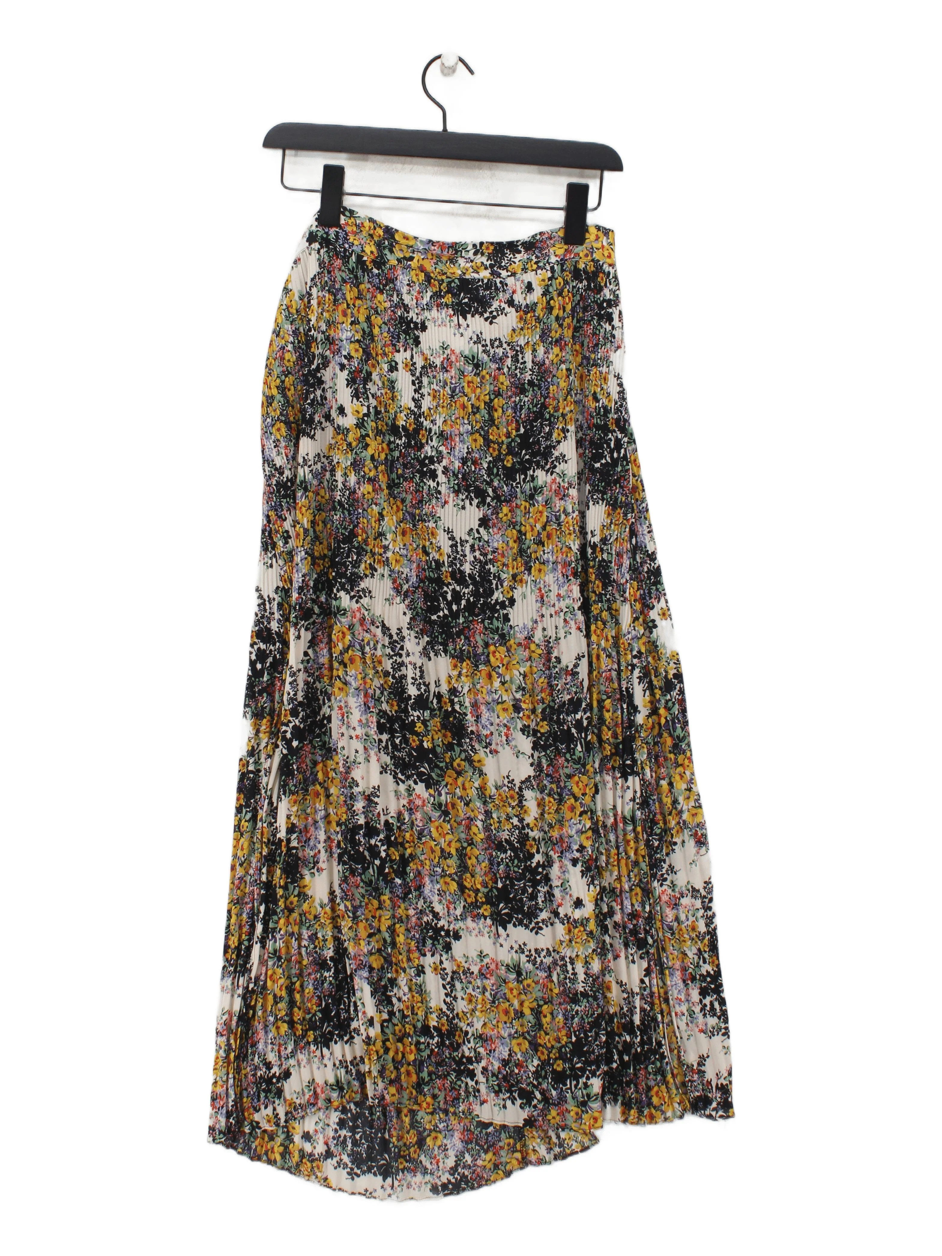 Topshop Women's Midi Skirt UK 14 Multi Floral 100% Polyester Midi Pleated