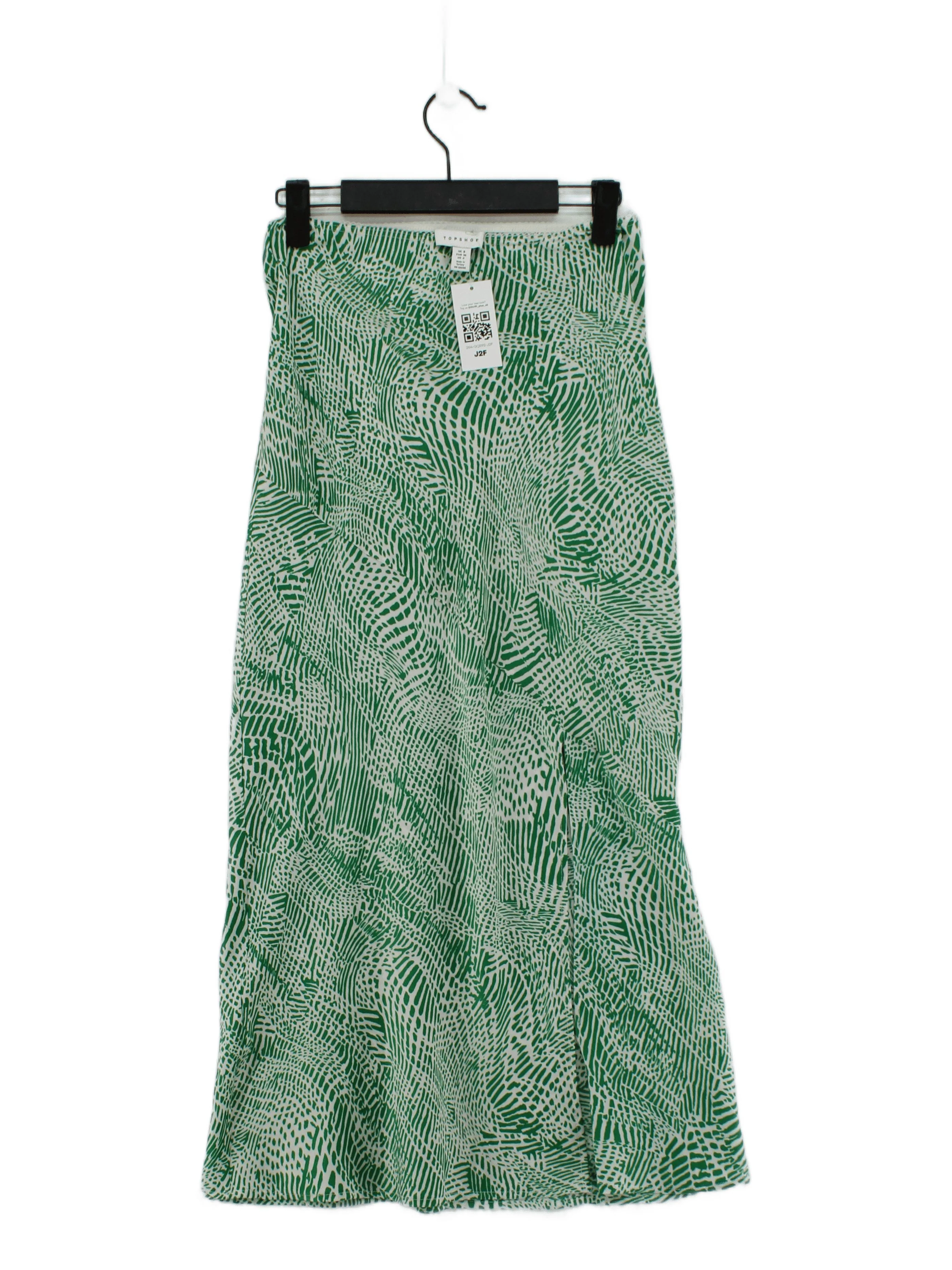 Topshop Women's Midi Skirt UK 8 Green 100% Polyester Midi Straight & Pencil