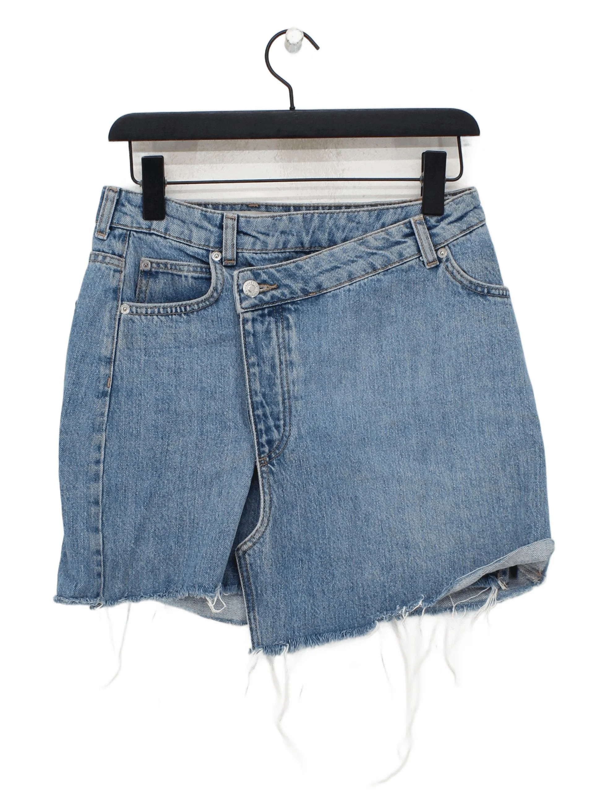 Topshop Women's Mini Skirt UK 10 Blue 100% Cotton Short Mini