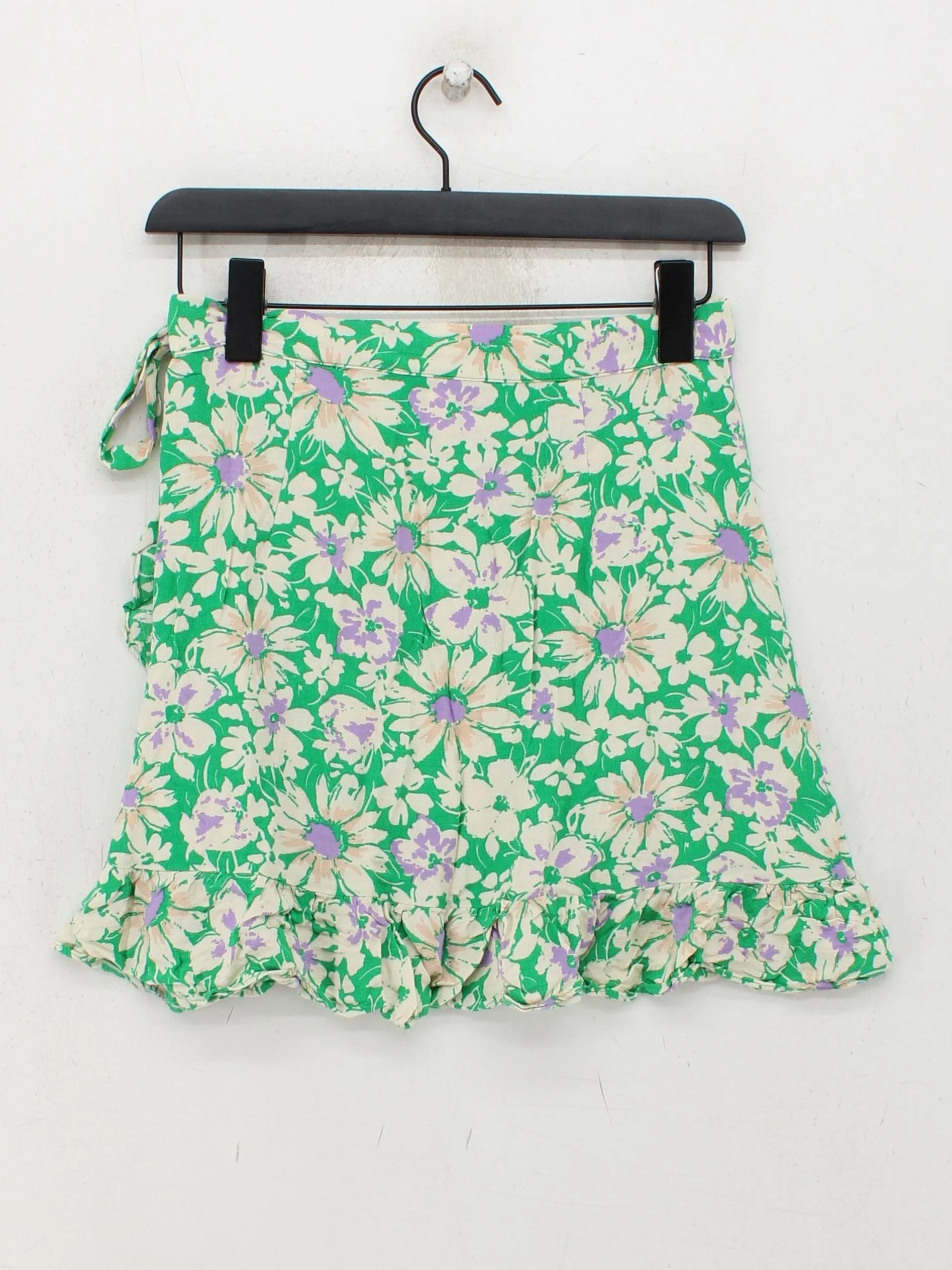 Topshop Women's Mini Skirt UK 10 Green Floral 100% Viscose Short Mini - Image 2