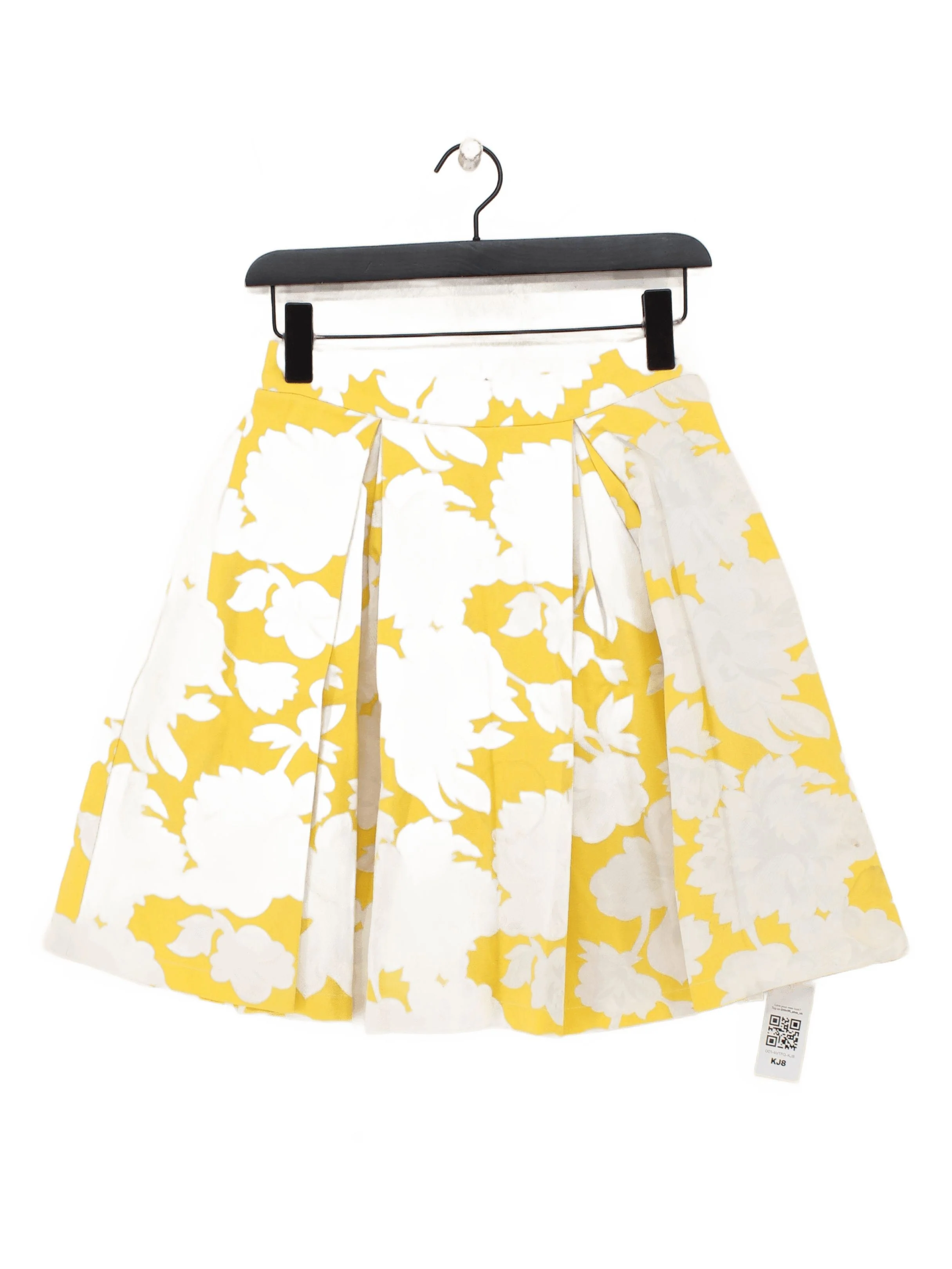 Topshop Women's Mini Skirt UK 10 Yellow Floral Cotton with Elastane Short Mini