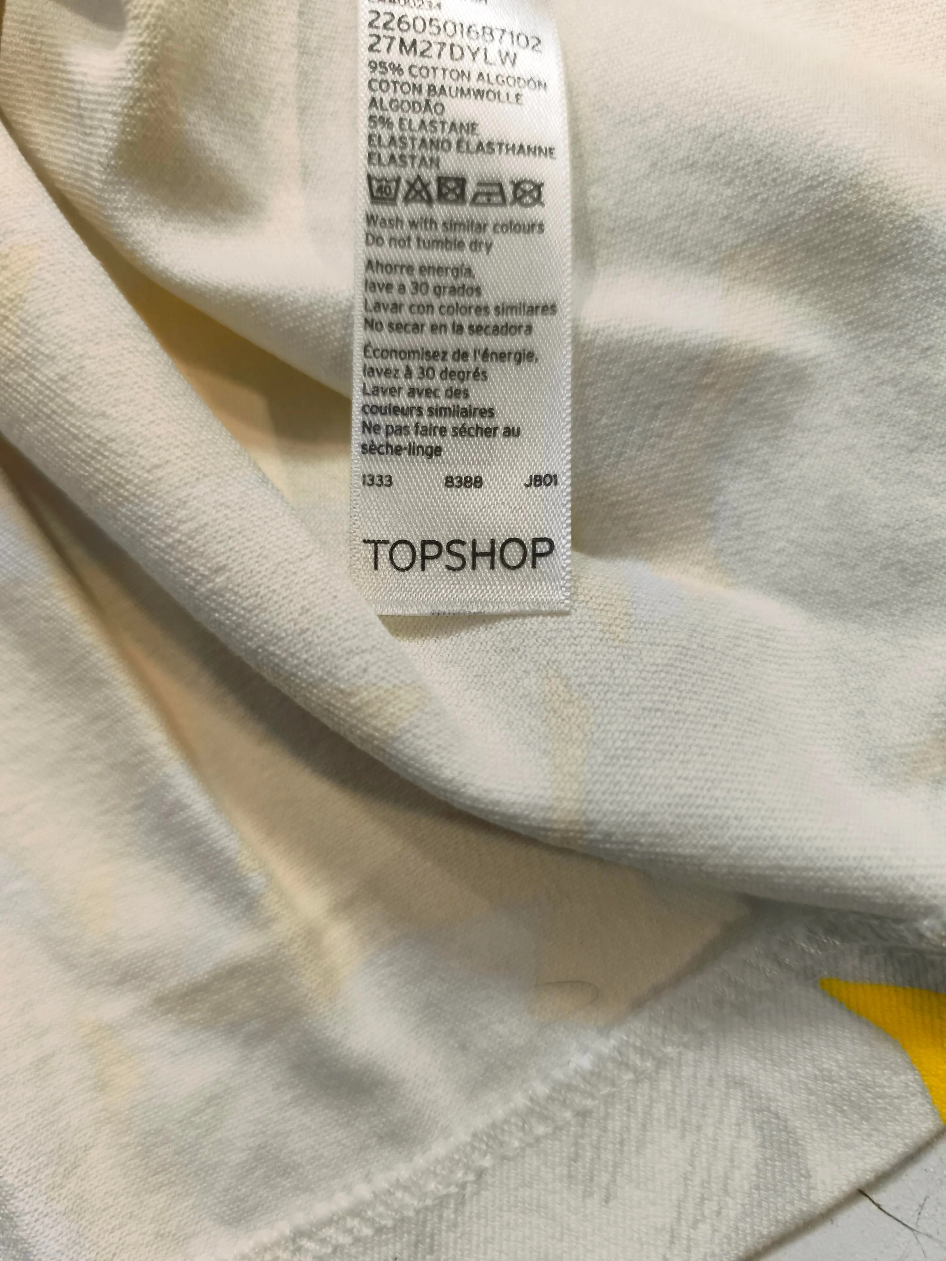 Topshop Women's Mini Skirt UK 10 Yellow Floral Cotton with Elastane Short Mini - Image 5